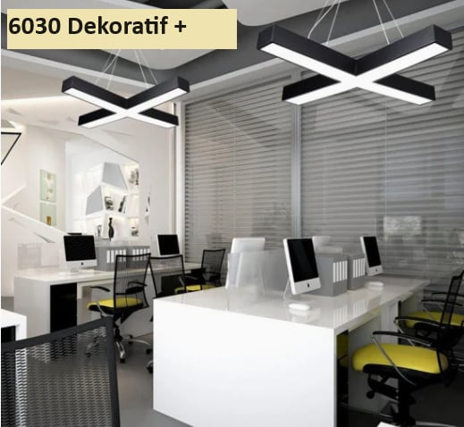 X Linear Ledli 100 x100 cm Modern Led Sarkıt Siyah 5x8 Kasa 