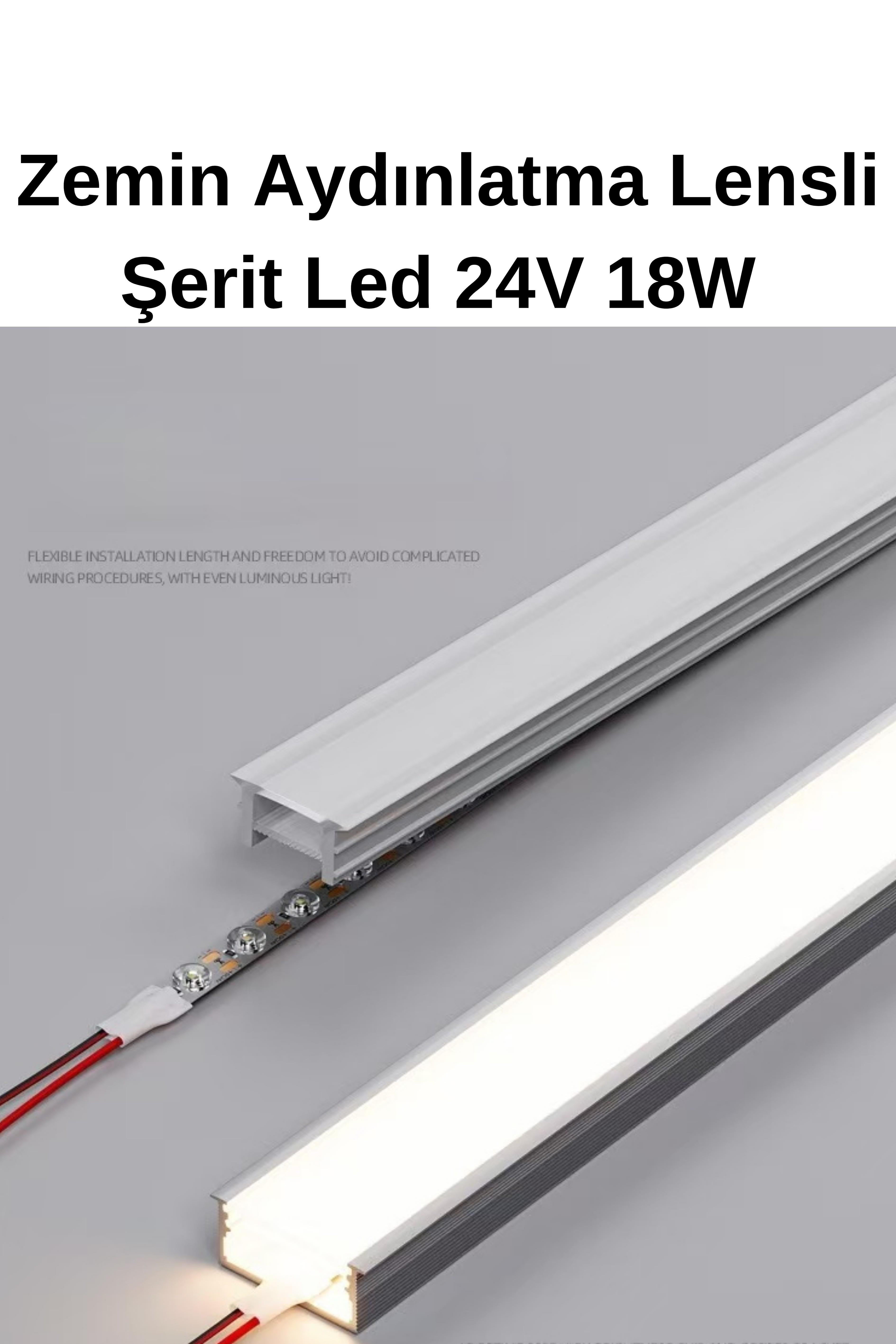 Zemin  Aydınlatma Lensli Şerit Led Natural 4000K 24V 18W