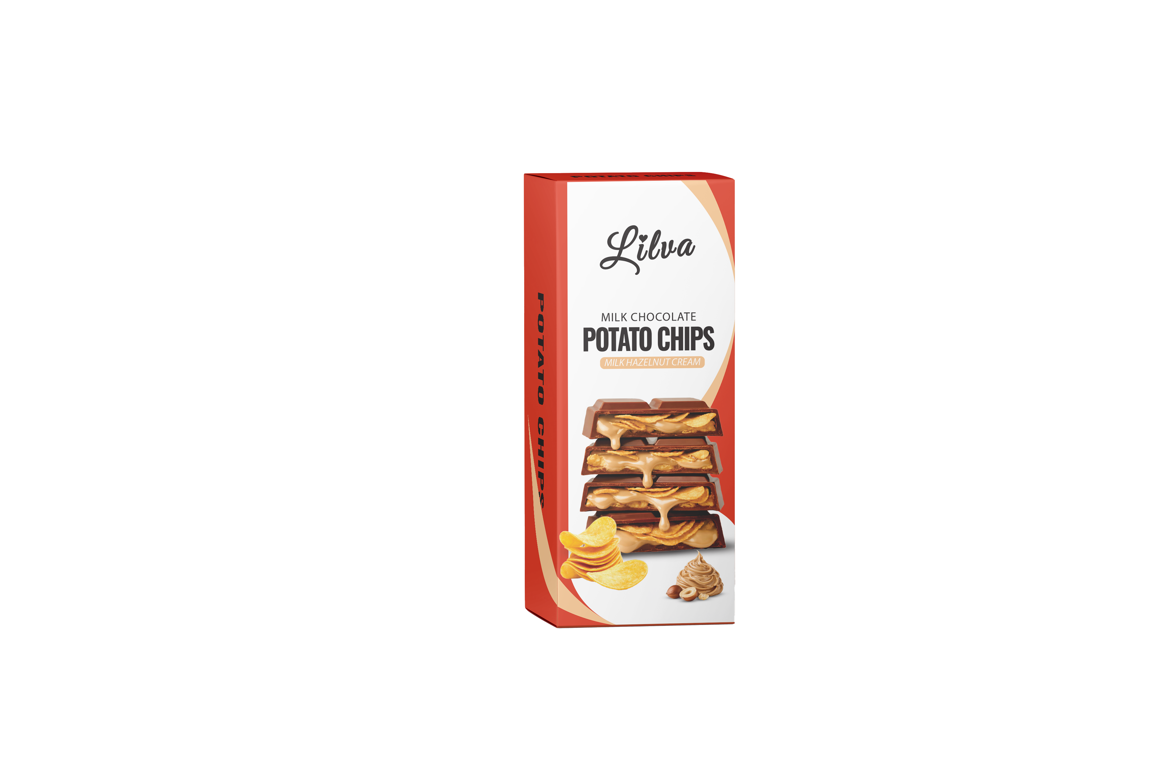 Lilva Milk Hazelnut Cream and Potato Chips Filled Chocolate Bar 90 gr