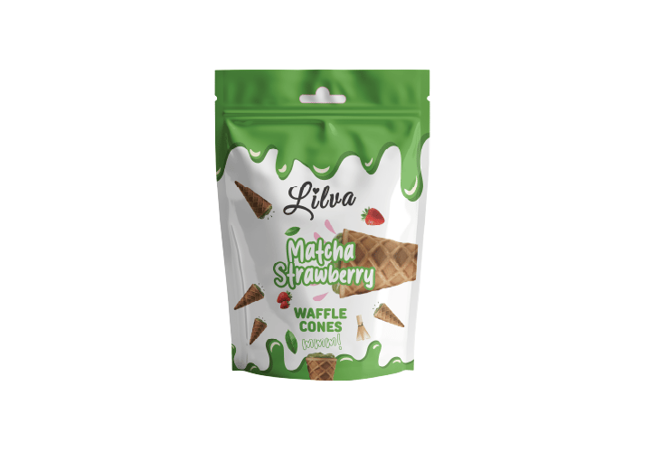 Matcha Strawberry Waffle Cones - 120 g