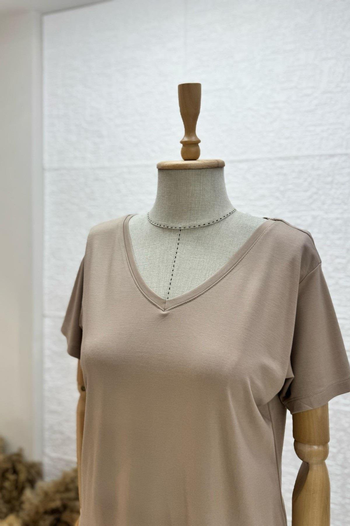 Bebe Marka V Yaka Modal Kumaş Basic T-shirt 29113