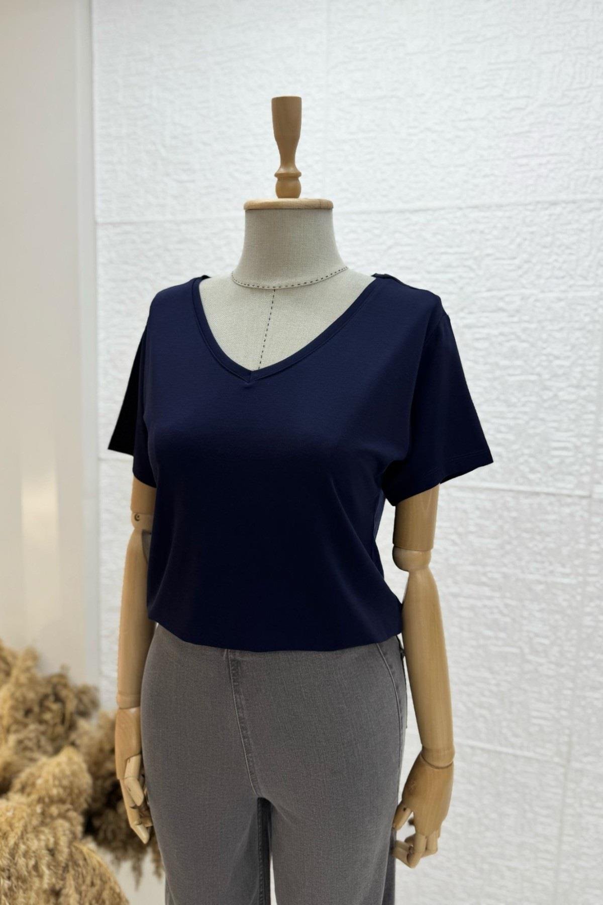 Bebe Marka V Yaka Modal Kumaş Basic T-shirt 29113