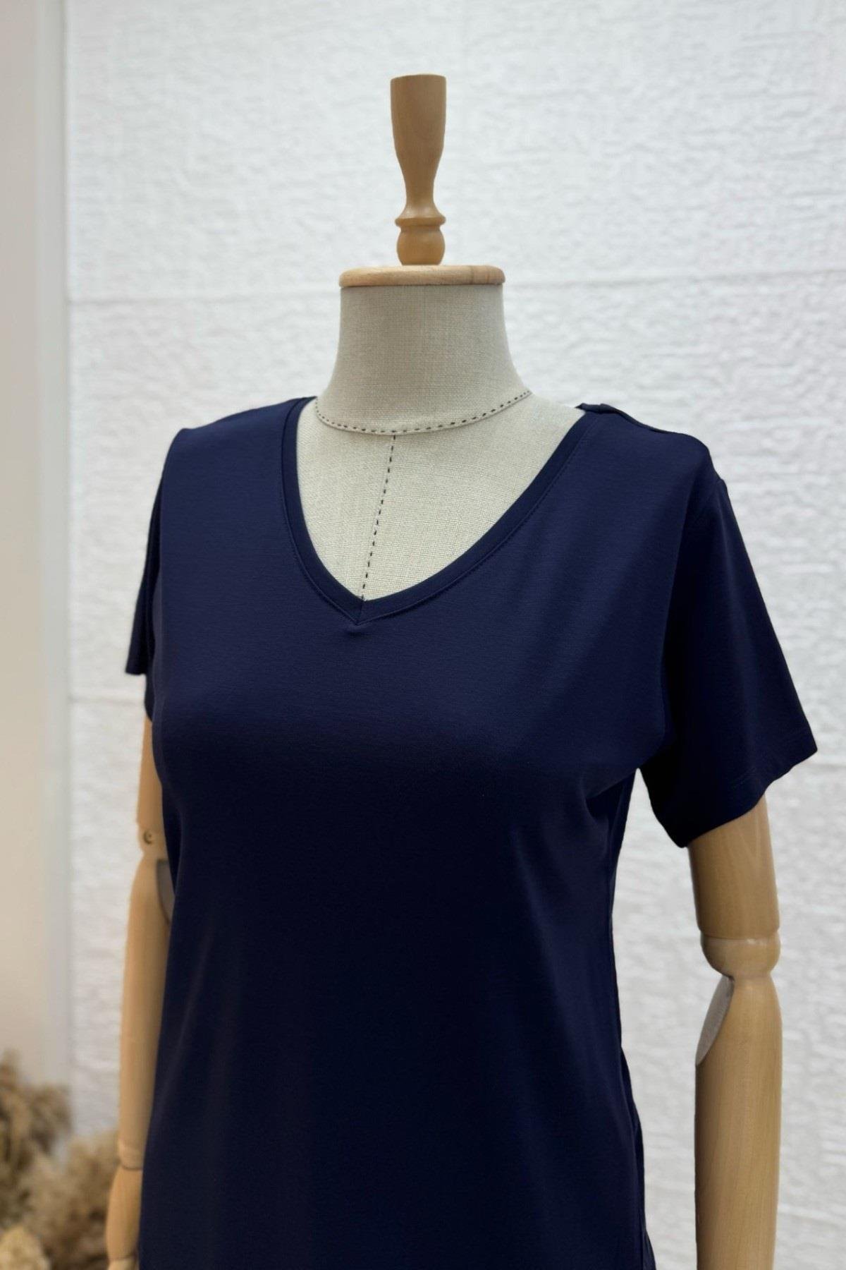 Bebe Marka V Yaka Modal Kumaş Basic T-shirt 29113