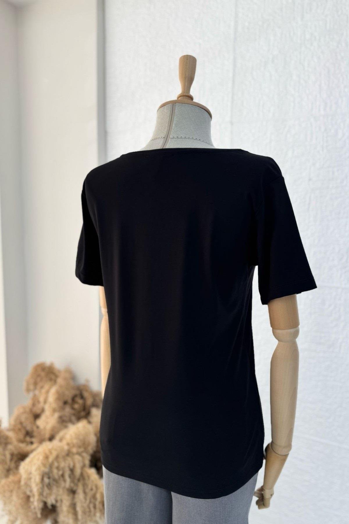 Bebe Marka V Yaka Modal Kumaş Basic T-shirt 29113