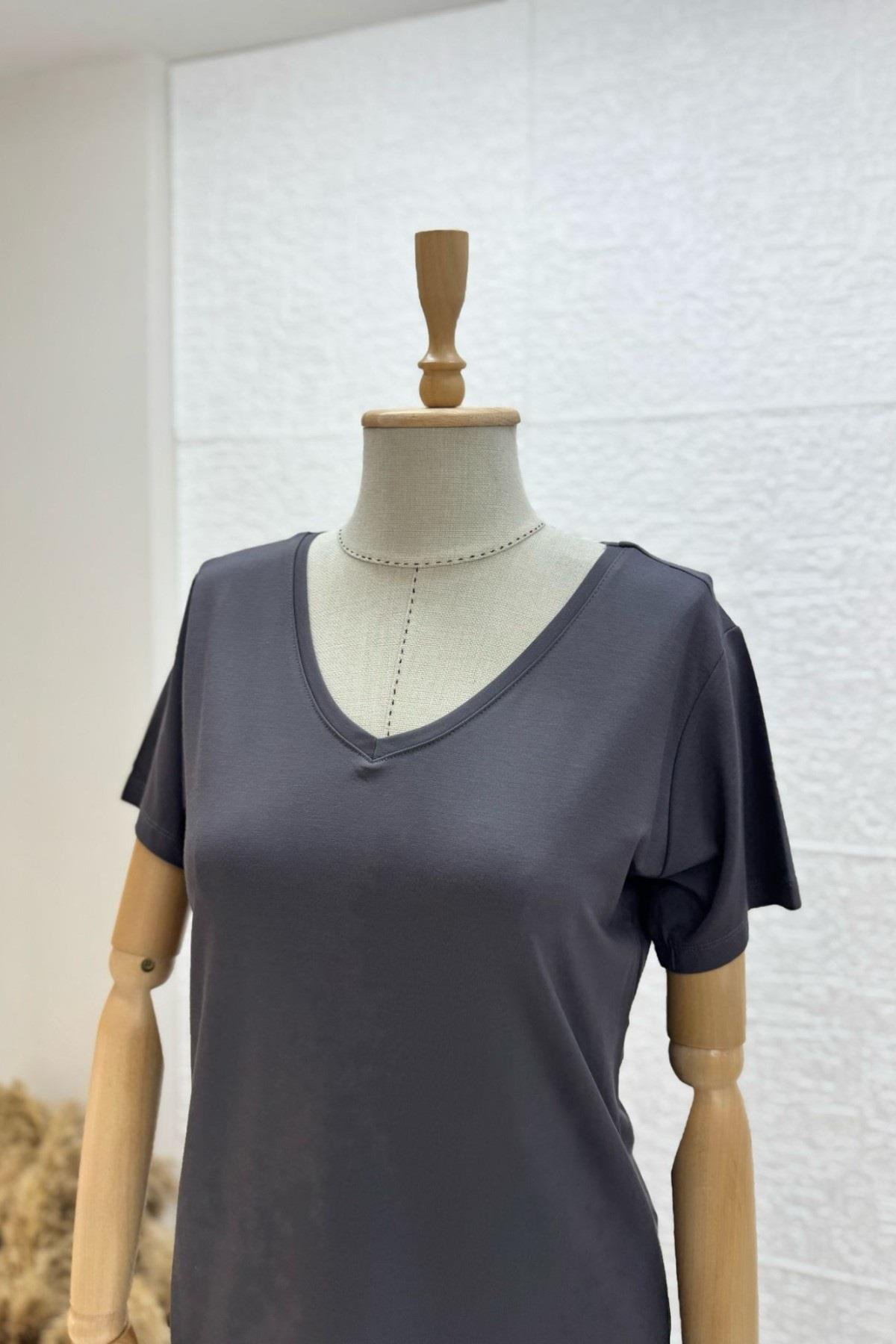 Bebe Marka V Yaka Modal Kumaş Basic T-shirt 29113