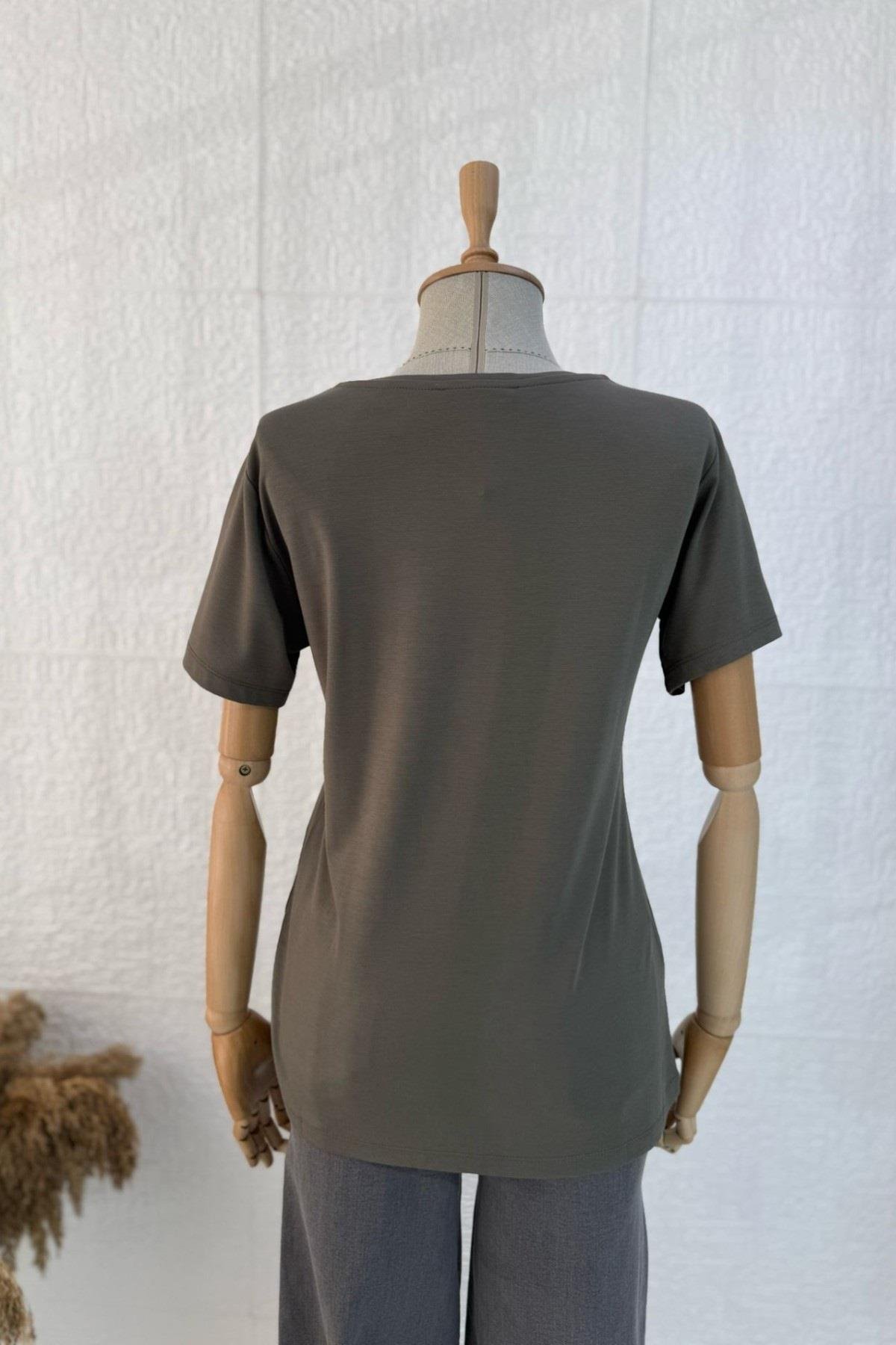 Bebe Marka V Yaka Modal Kumaş Basic T-shirt 29113