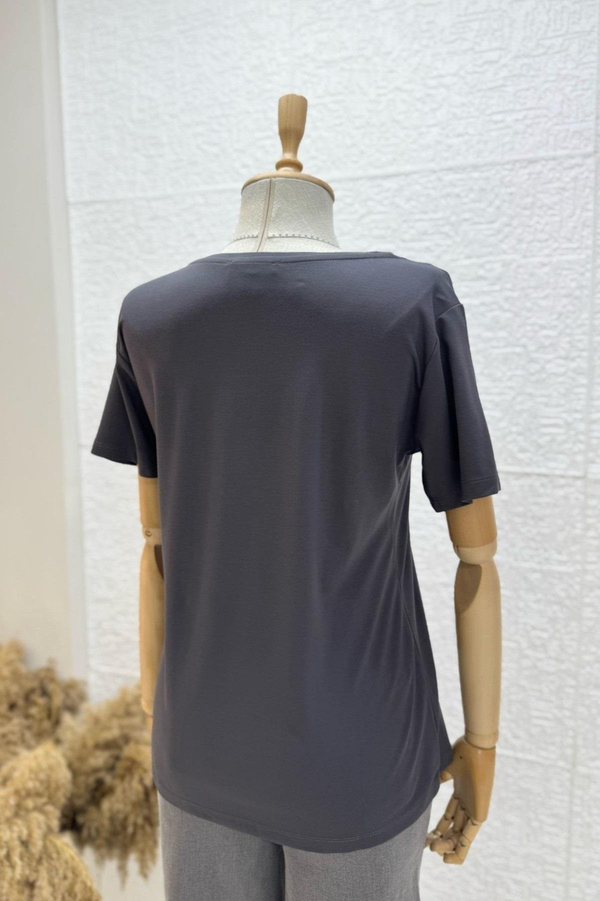 Bebe Marka V Yaka Modal Kumaş Basic T-shirt 29113