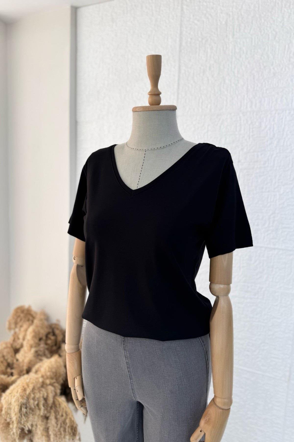 Bebe Marka V Yaka Modal Kumaş Basic T-shirt 29113