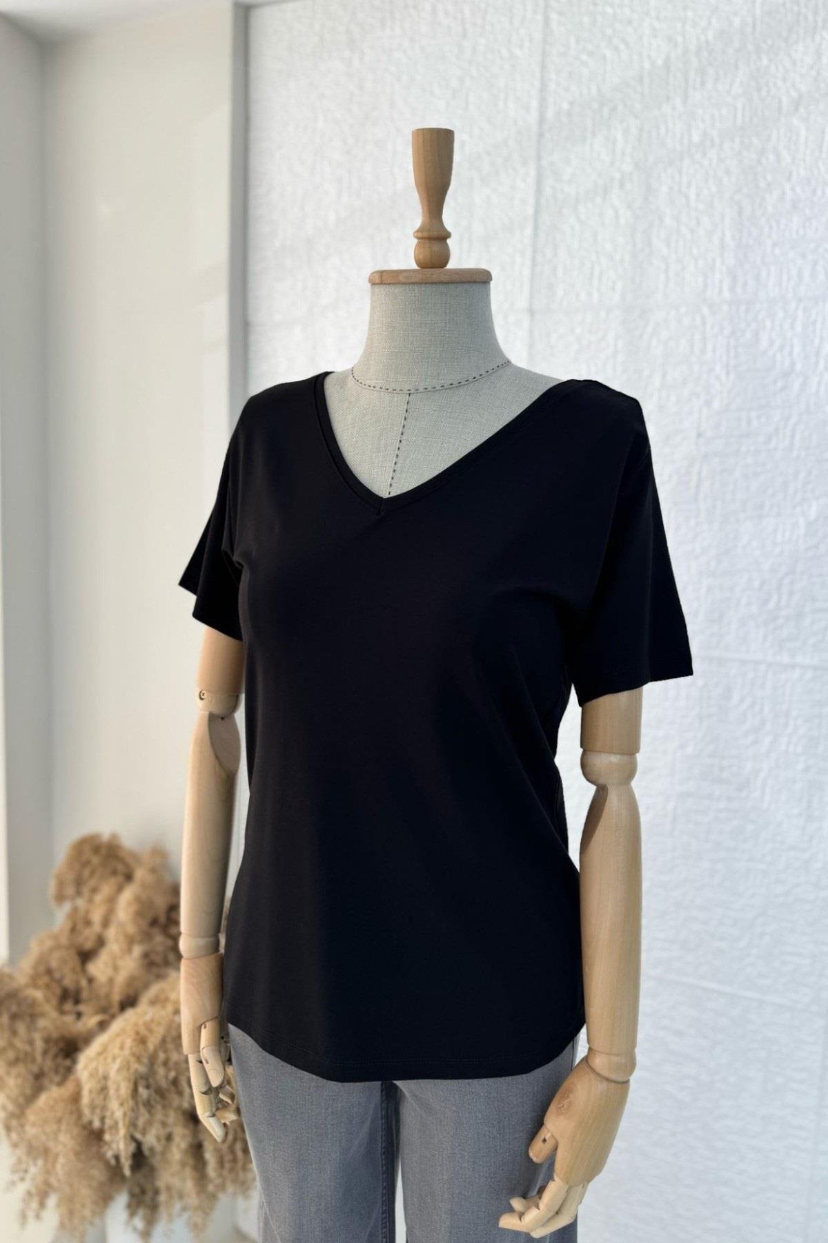 Bebe Marka V Yaka Modal Kumaş Basic T-shirt 29113