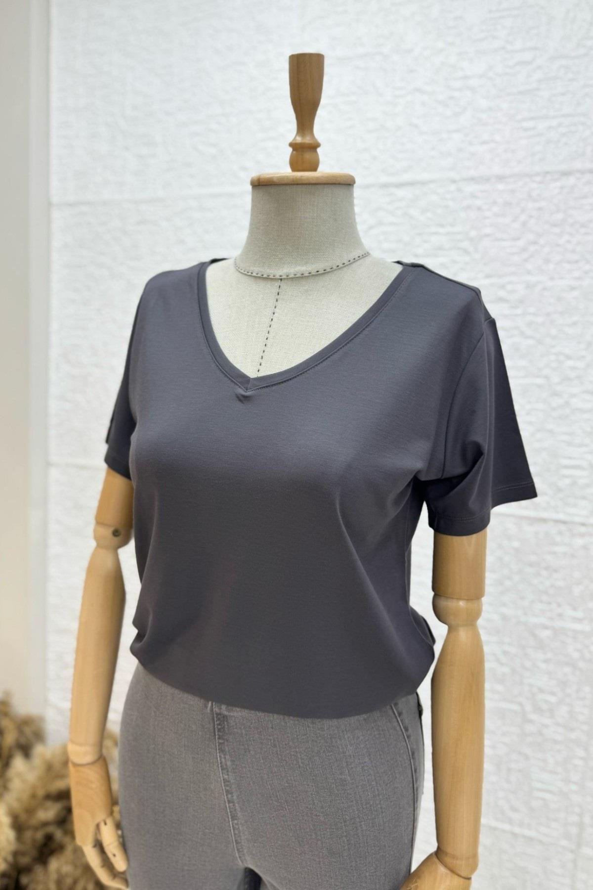 Bebe Marka V Yaka Modal Kumaş Basic T-shirt 29113
