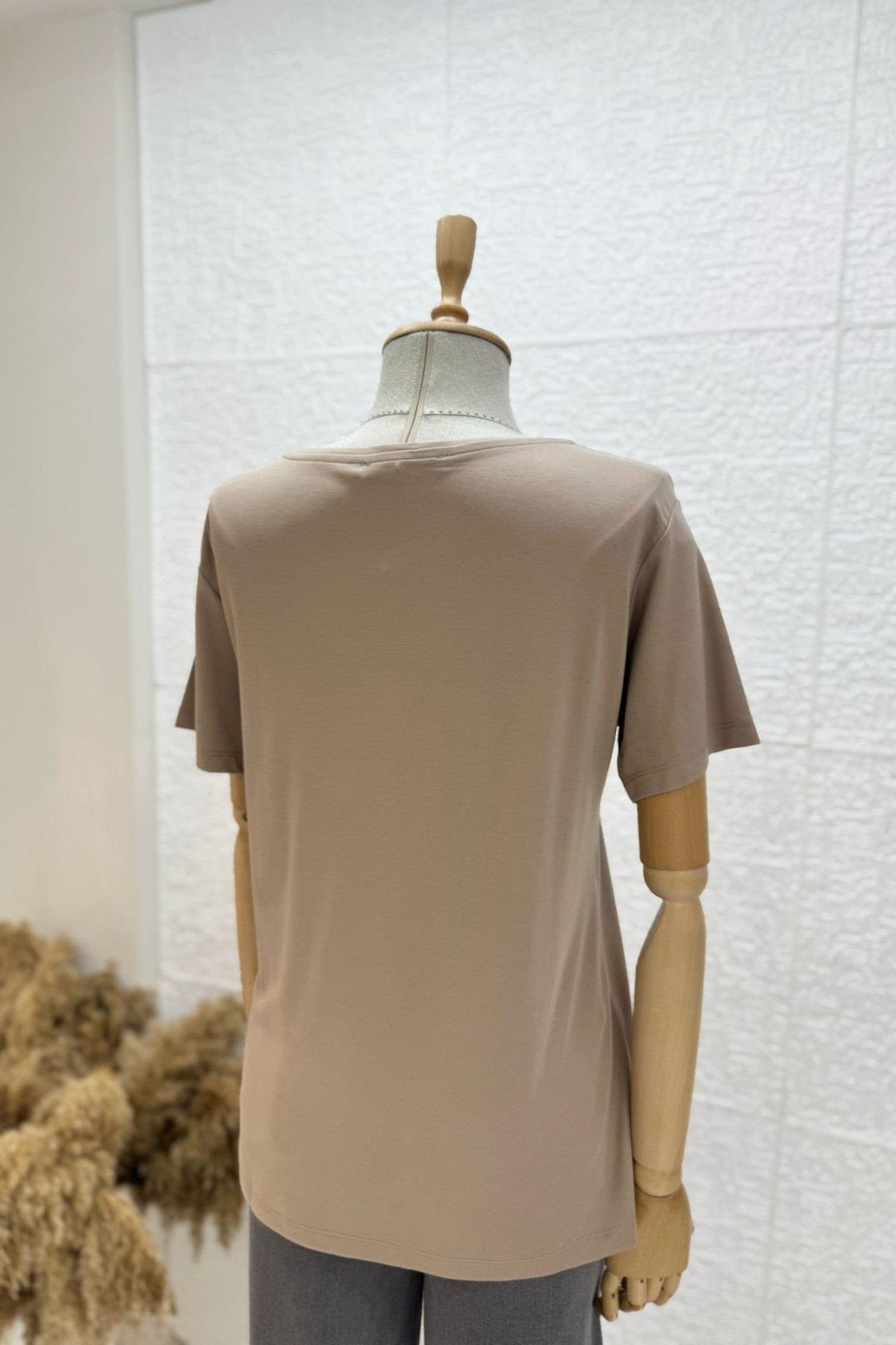 Bebe Marka V Yaka Modal Kumaş Basic T-shirt 29113