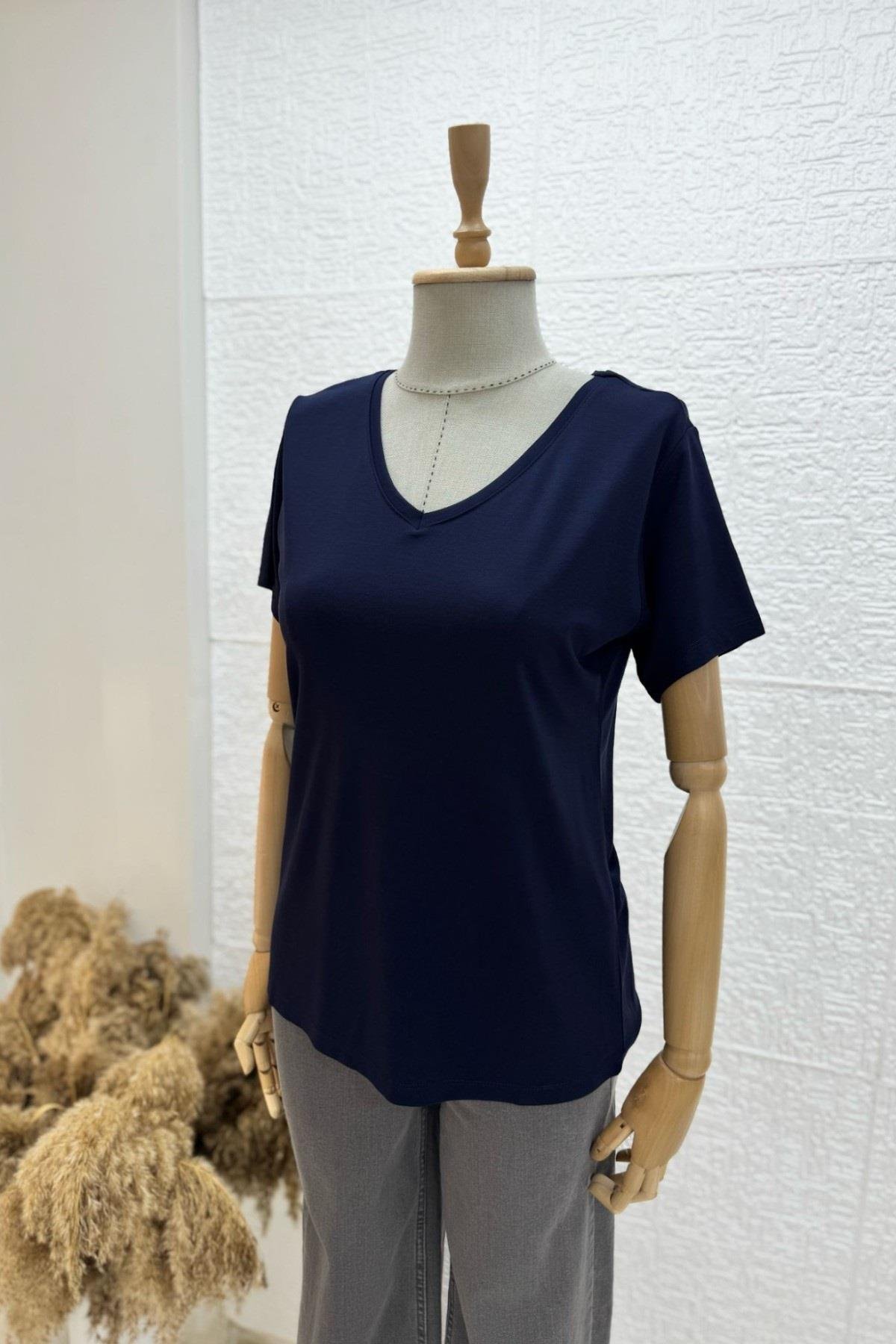 Bebe Marka V Yaka Modal Kumaş Basic T-shirt 29113