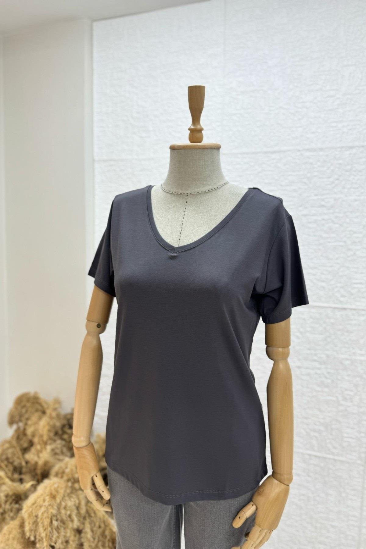 Bebe Marka V Yaka Modal Kumaş Basic T-shirt 29113