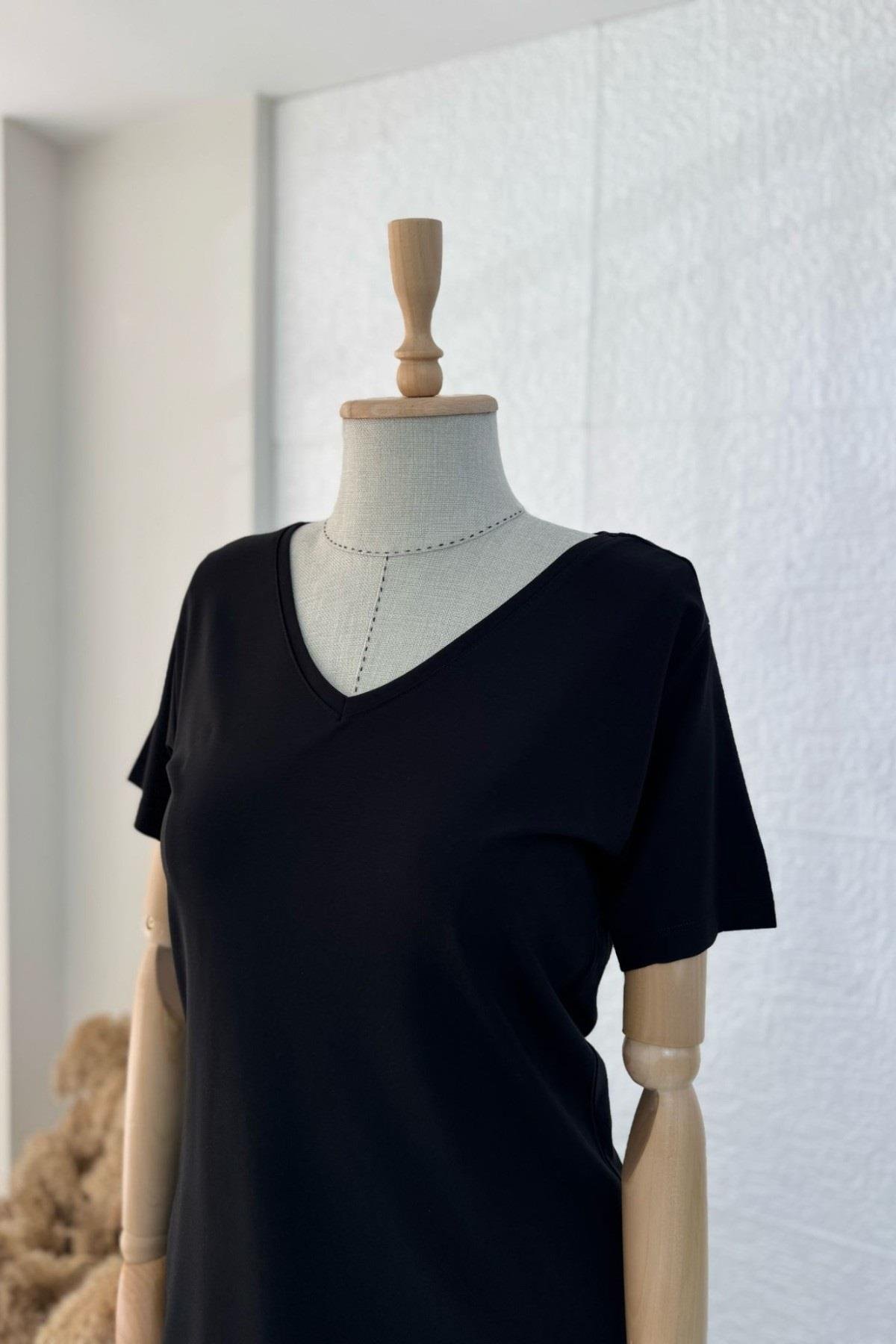 Bebe Marka V Yaka Modal Kumaş Basic T-shirt 29113
