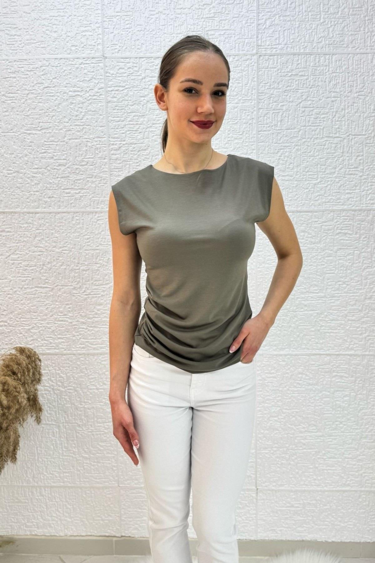 Bebe Marka Yanı Drape Detaylı Modal Kumaş Kolsuz Body 28757