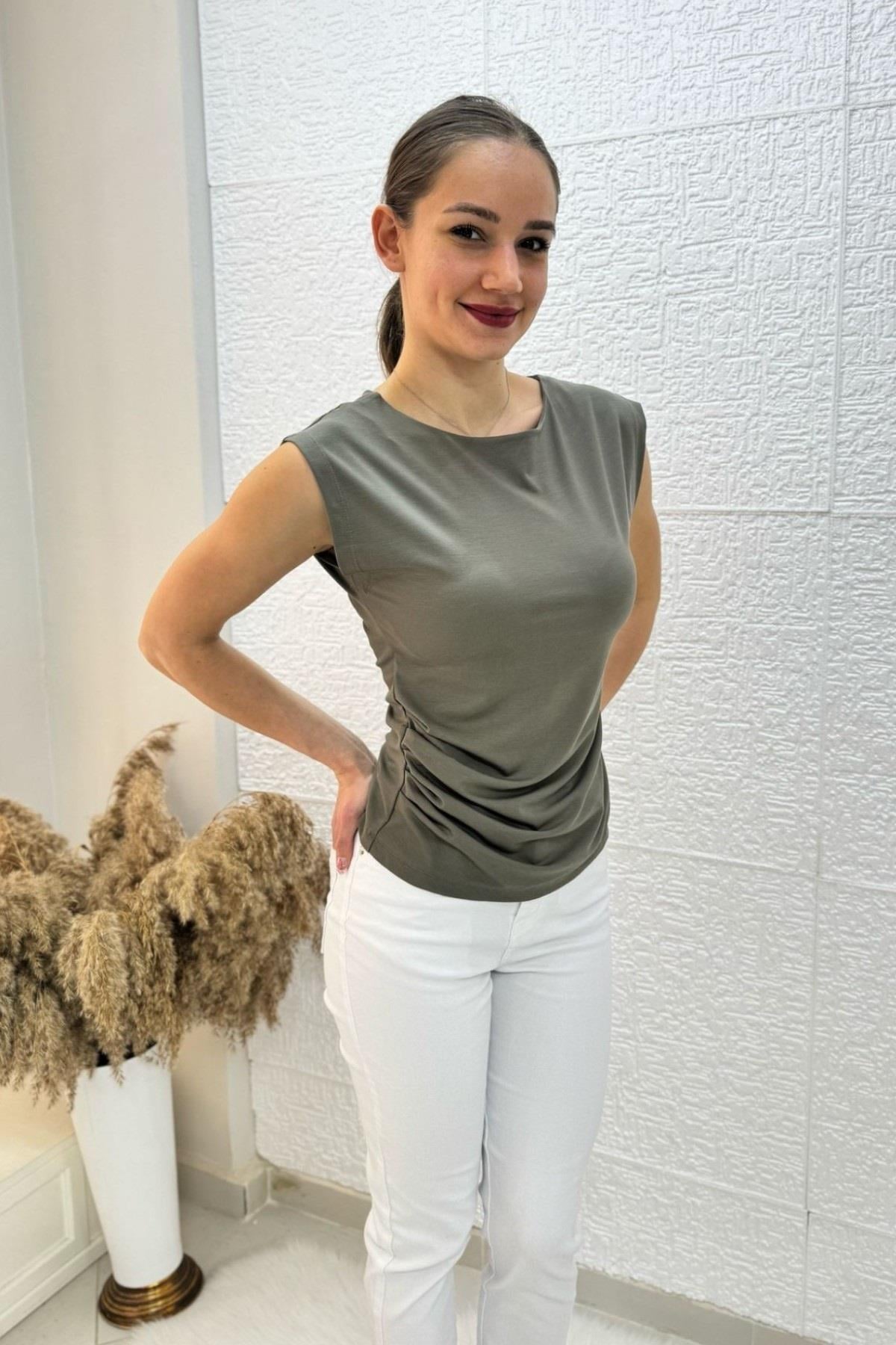 Bebe Marka Yanı Drape Detaylı Modal Kumaş Kolsuz Body 28757