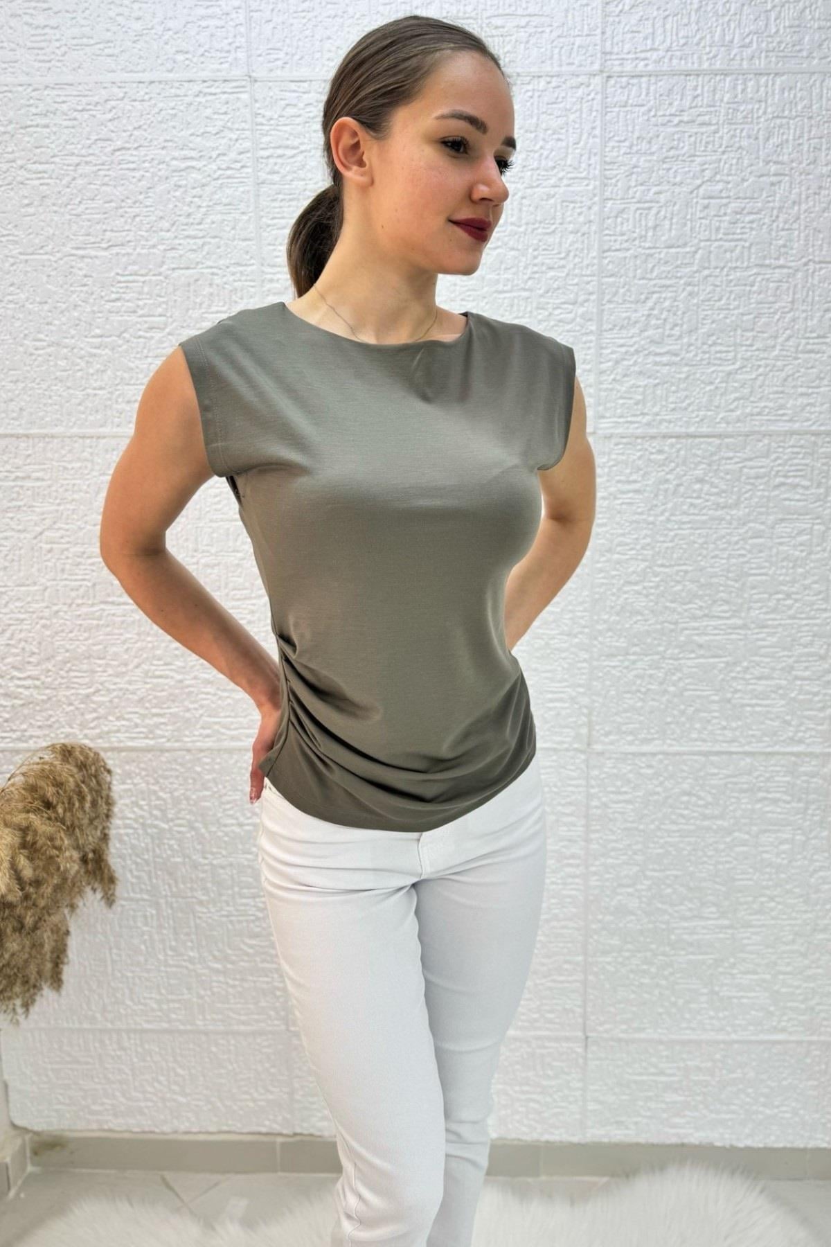 Bebe Marka Yanı Drape Detaylı Modal Kumaş Kolsuz Body 28757