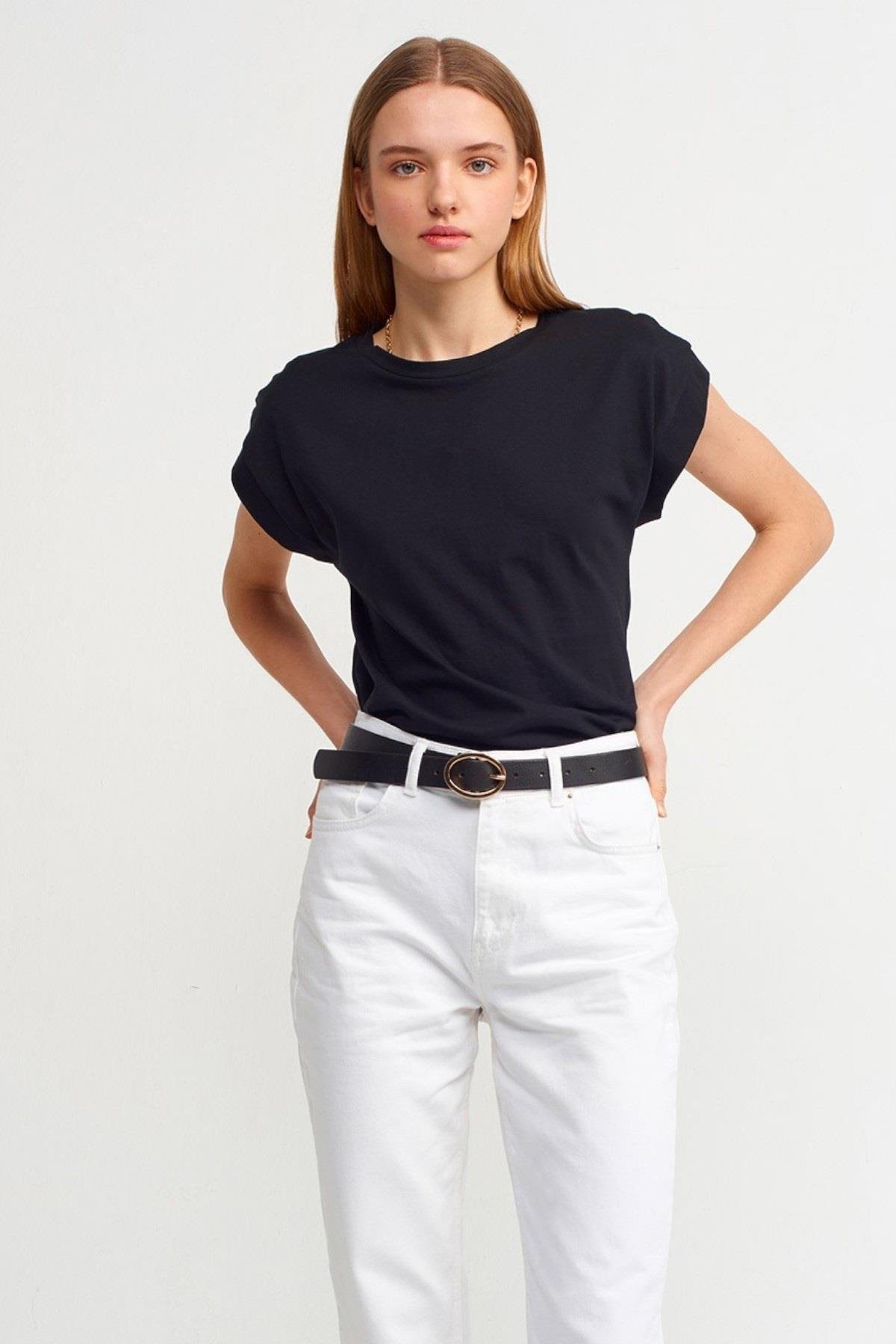 Dilvin %100 Pamuk Bisiklet Yaka Basic T-shirt 3504