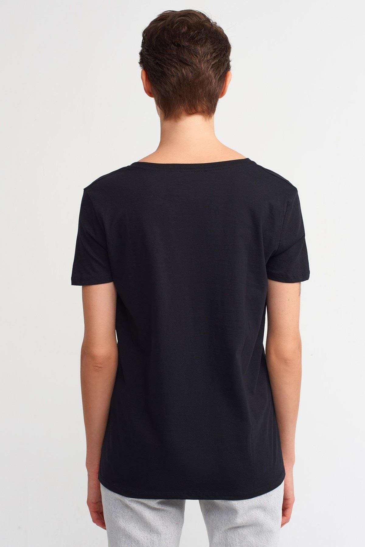 Dilvin %100 Pamuk V Yaka Basic T-shirt 3470