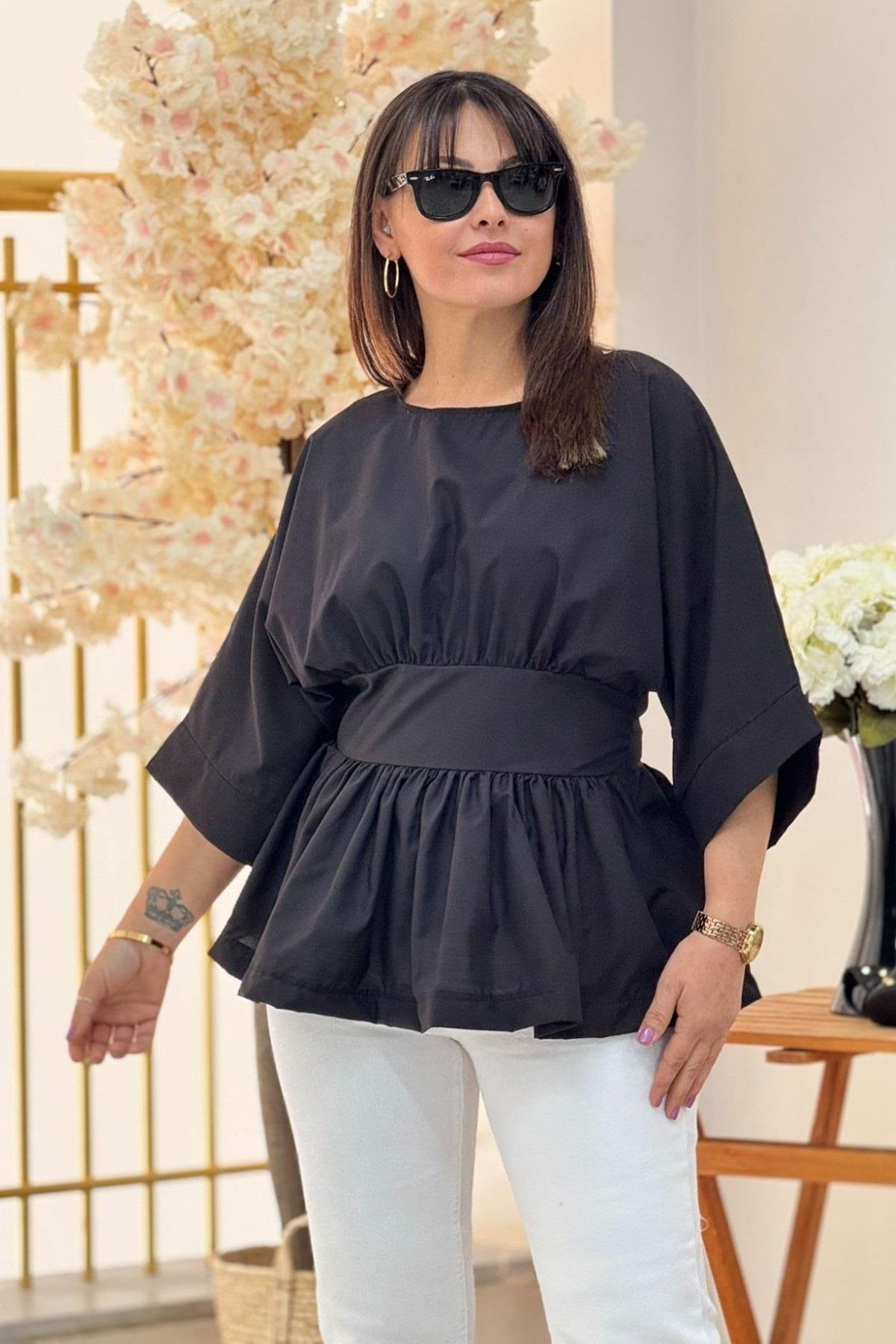 İthal Poplin Kumaş Pinterest Model Bluz 1553