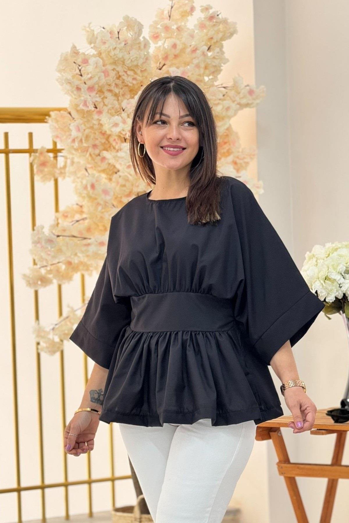 İthal Poplin Kumaş Pinterest Model Bluz 1553
