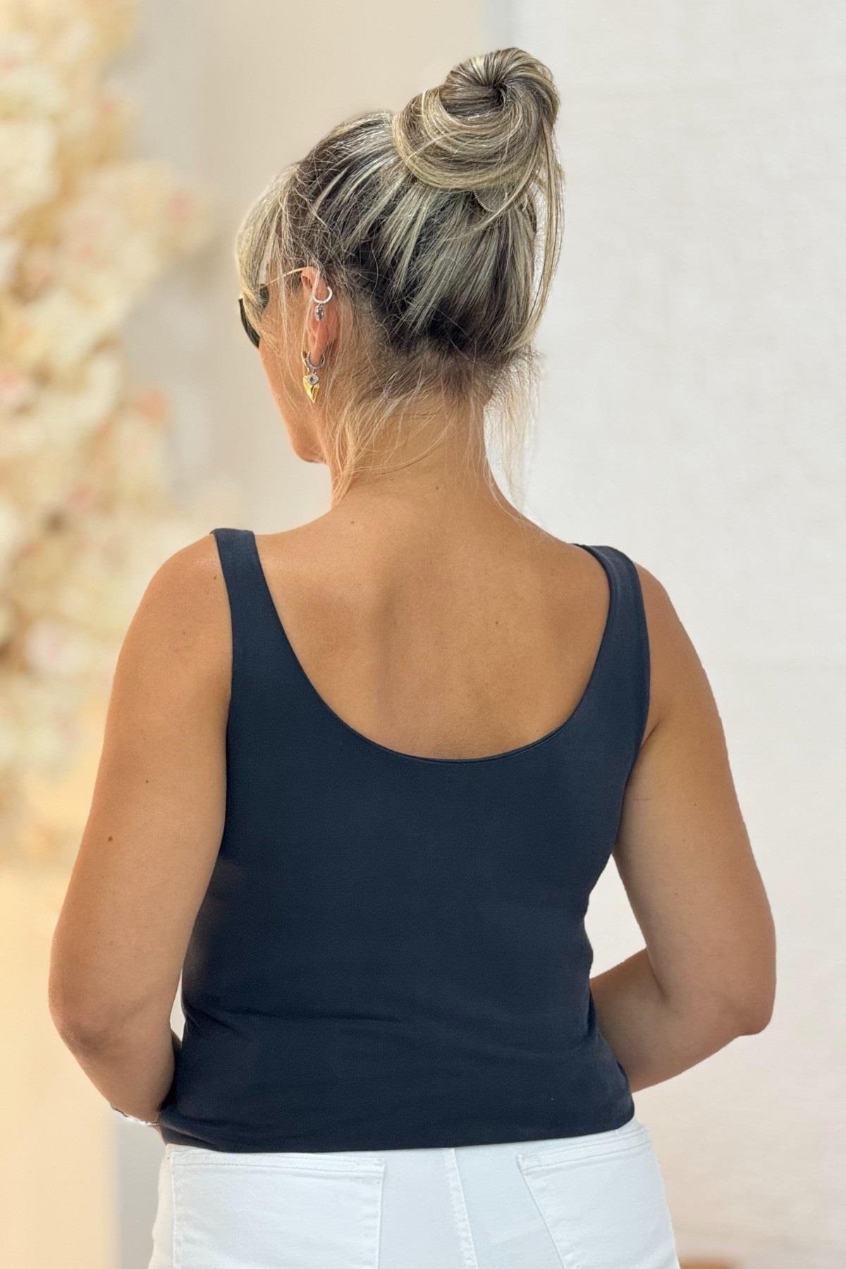 Karol Modal Kumaş Kalın Askılı Atlet Body Siyah