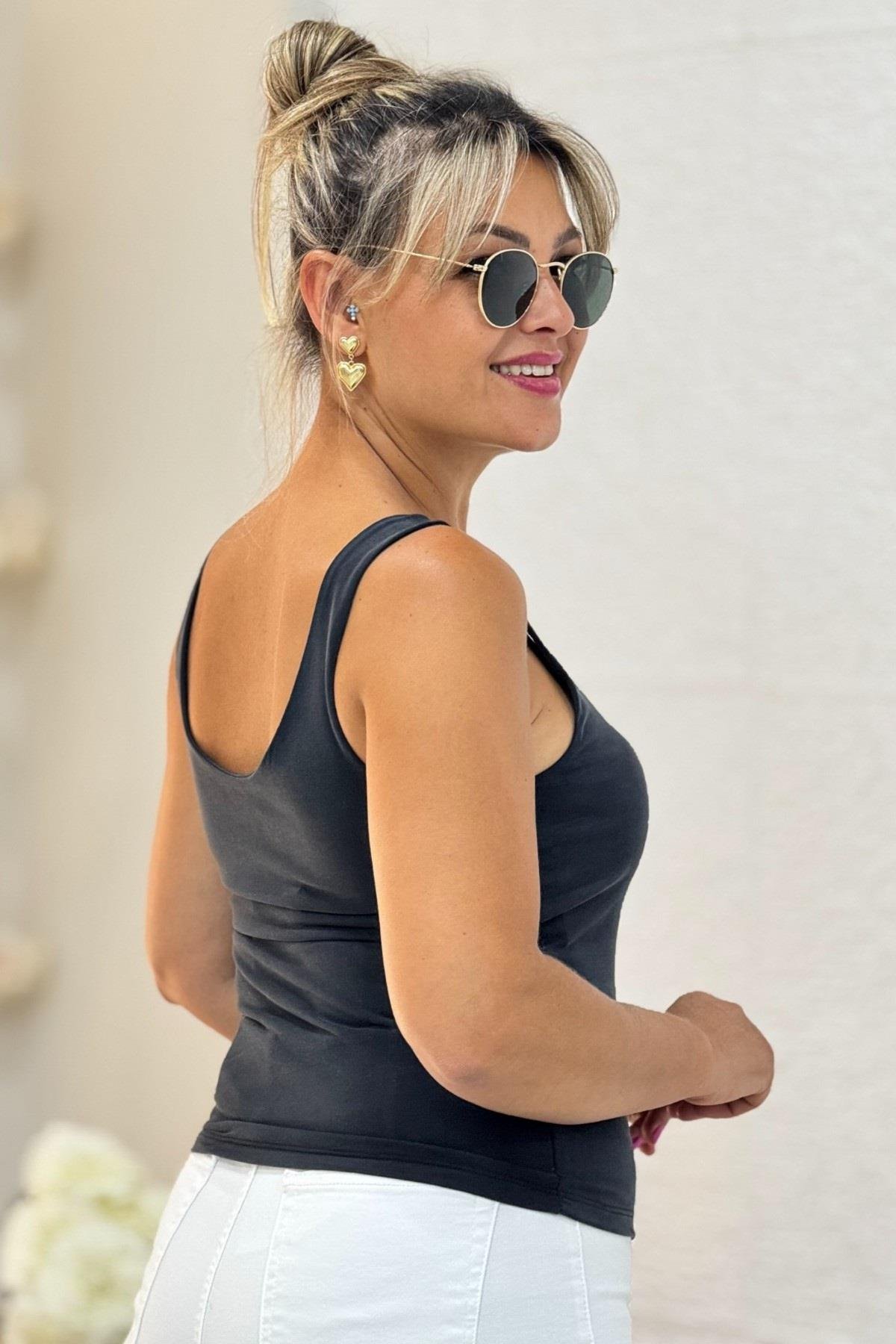 Karol Modal Kumaş Kalın Askılı Atlet Body Siyah