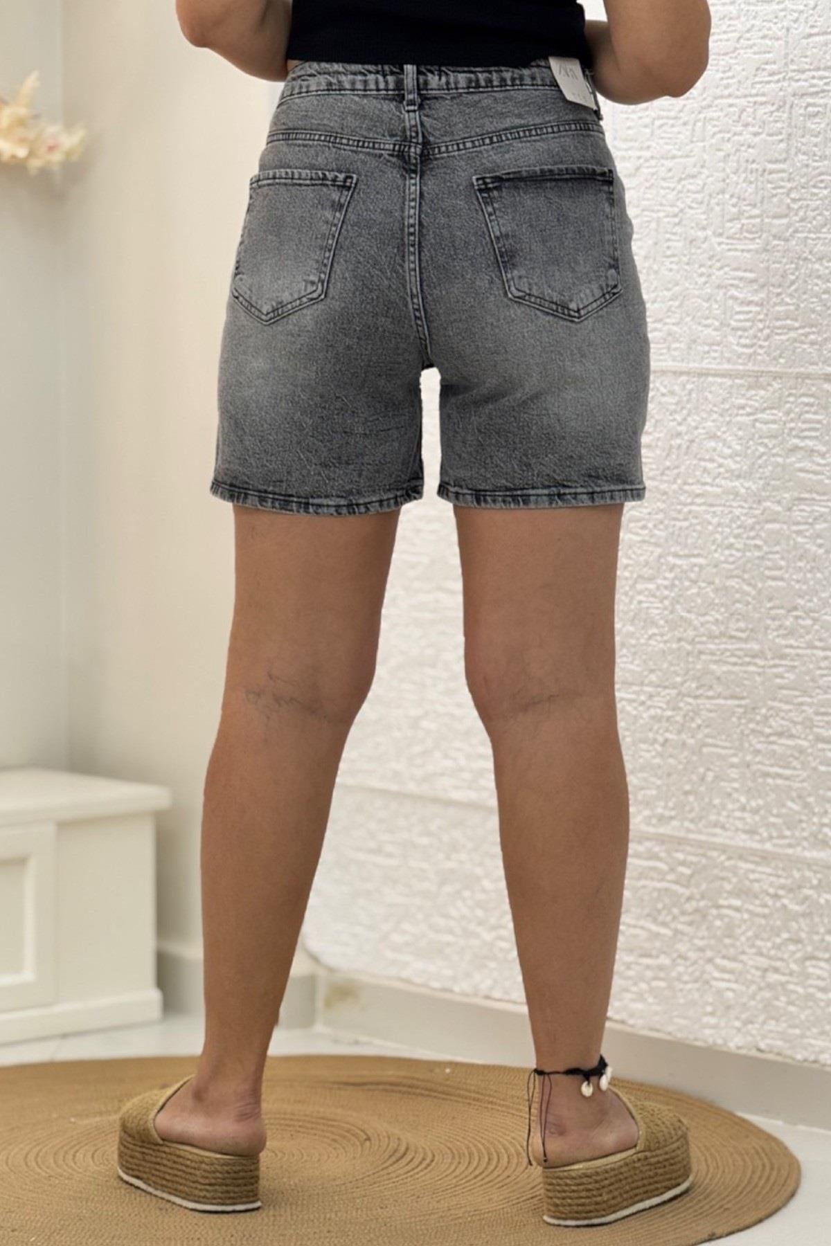 Orj. Zra Model Şehir Boy Denim Şort 0370 Füme