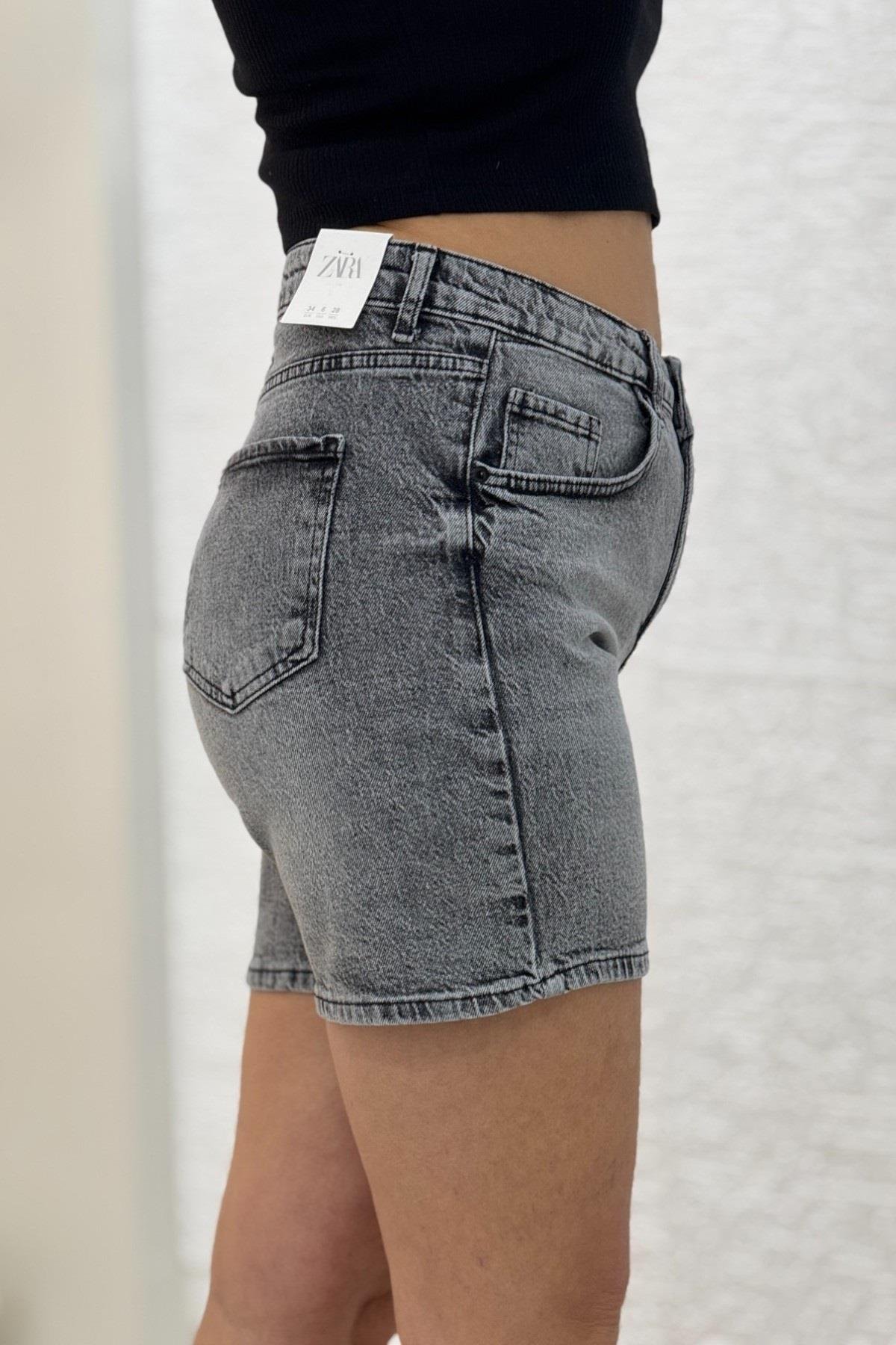 Orj. Zra Model Şehir Boy Denim Şort 0370 Füme