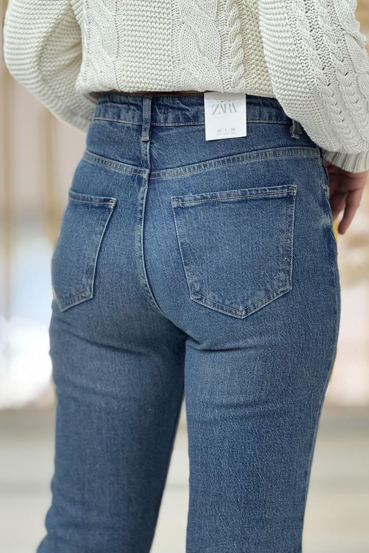 Orj. Zra Model Boyfit Kalıp Kesik Paça Jean 0390 Tint Yıkama