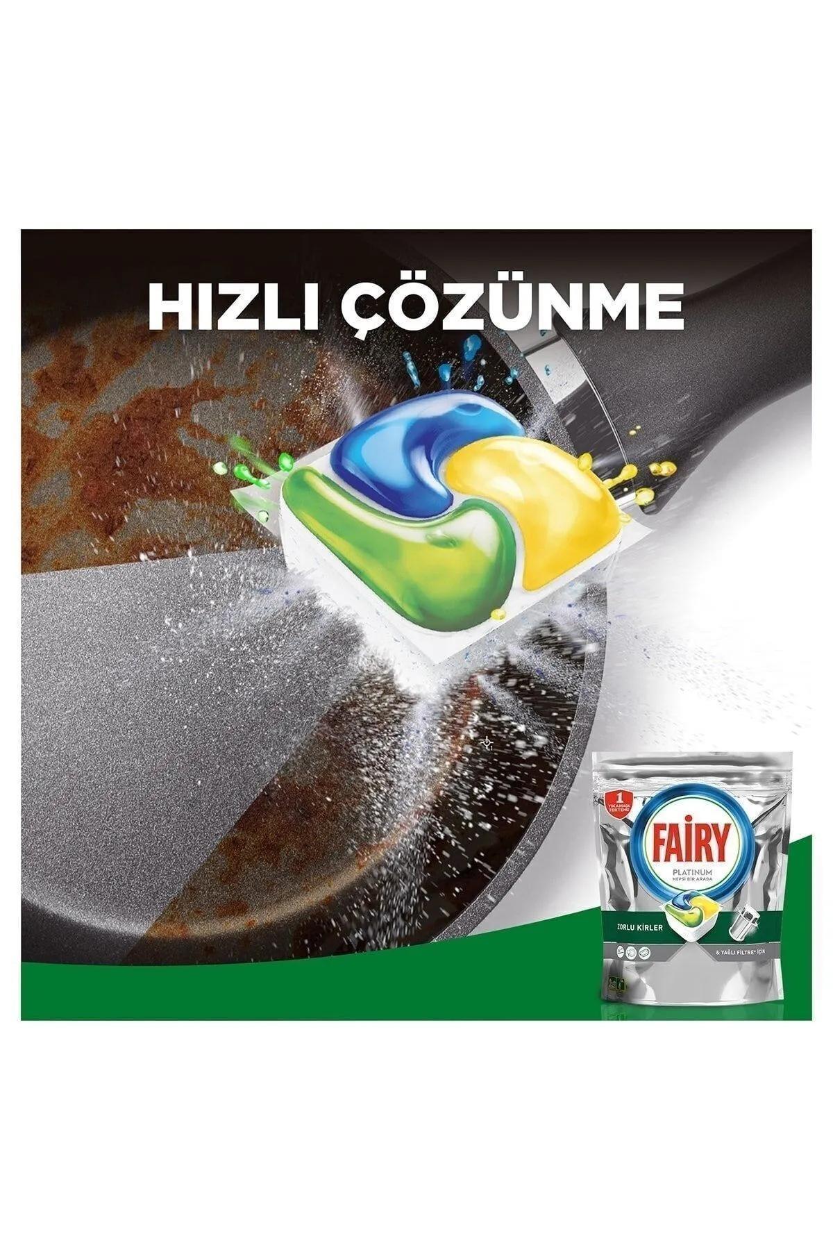 Fairy Platinum Bulaşık Makinesi Deterjanı Tableti/Kapsülü Limon Kokulu 50 Yıkama