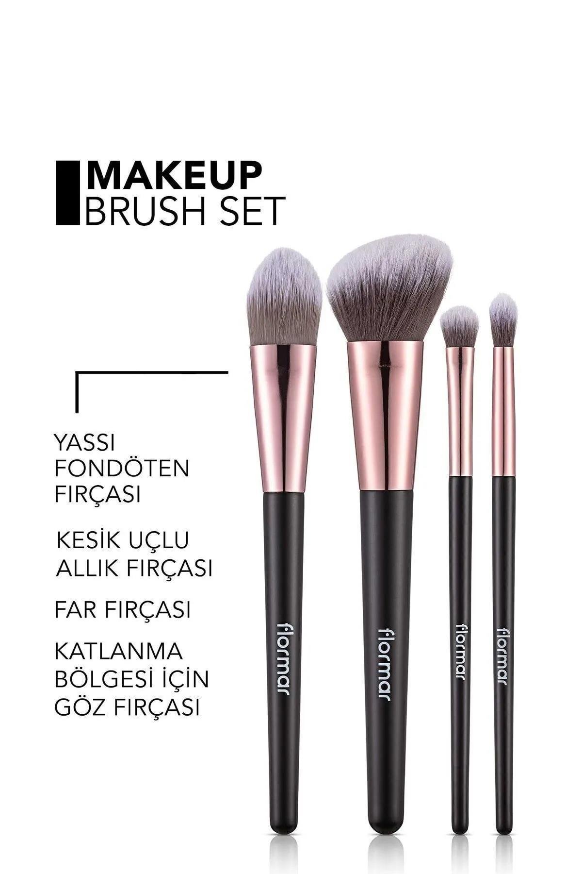Flormar 4'lü Makyaj Fırçası Seti (Allık-Fondöten-Far-Crease) - Makeup Brush Set - 012 - 8690604597772