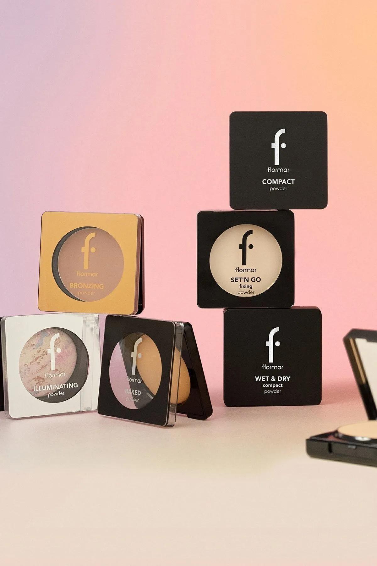 Flormar Set'N Go Nemlendirici & Parlama Karşıtı Sabitleyici Kompakt Pudra