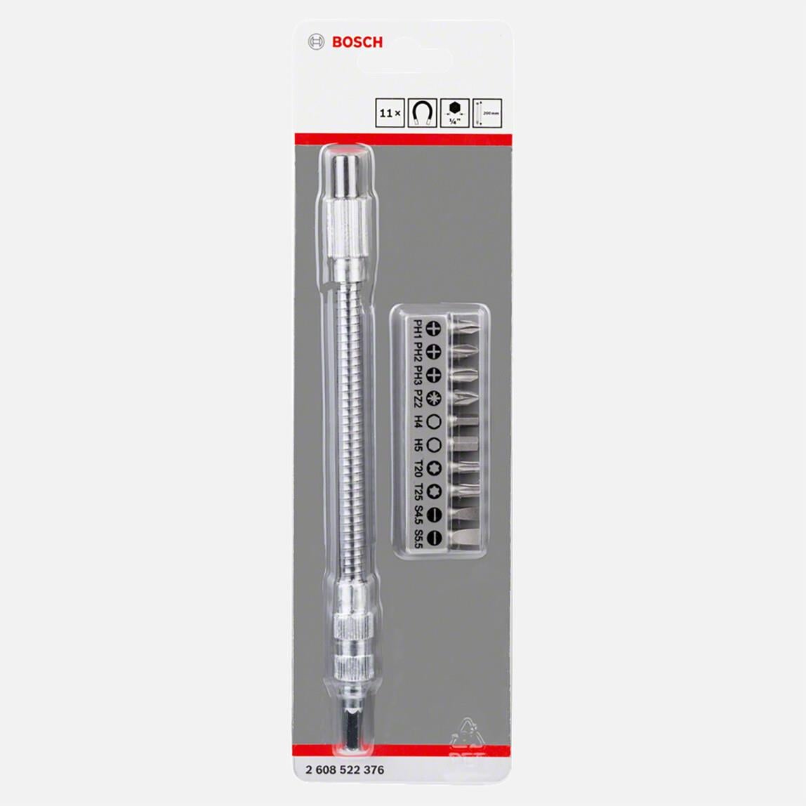 Bosch 10 Parça Vidalama ve Uzatma Adaptörü (20 cm)