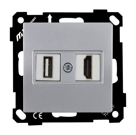 MUTLUSAN Mek+Tuş Data Prizi 1*Usb/1*Hdmı