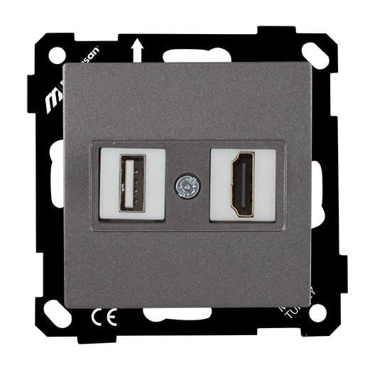 MUTLUSAN Mek+Tuş Data Prizi 1*Usb/1*Hdmı