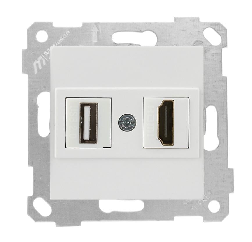 MUTLUSAN Rita Mek+Tuş Data Prizi 1*Usb/1*Hdmı