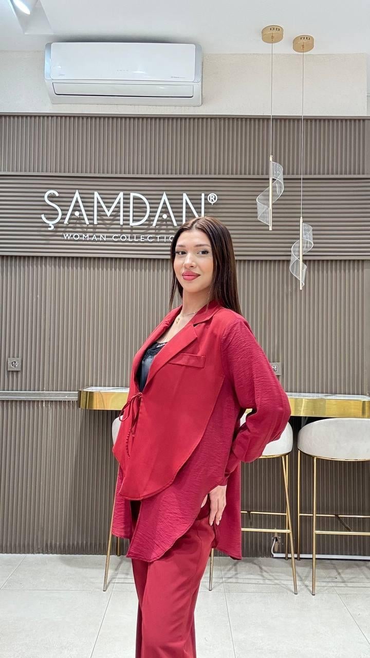 2 li Takım Pantolon Ceket Çok Şık Takım - BORDO