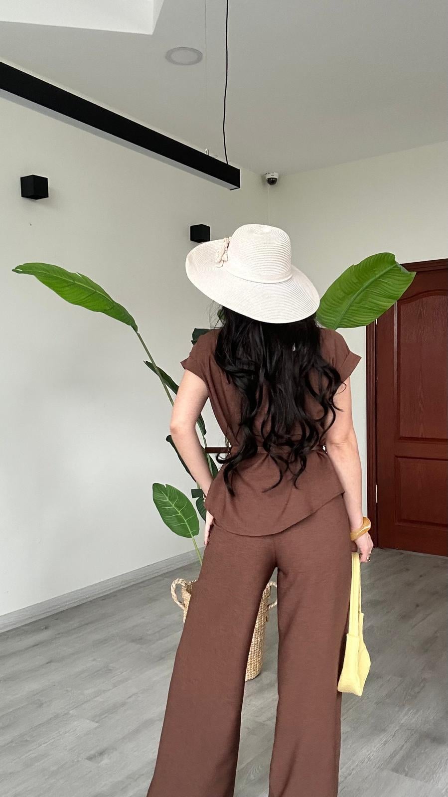 2 Lİ TAKIMKendinden Kemerli Alt Üst Pantolon Bluz Çok Şık Takım 