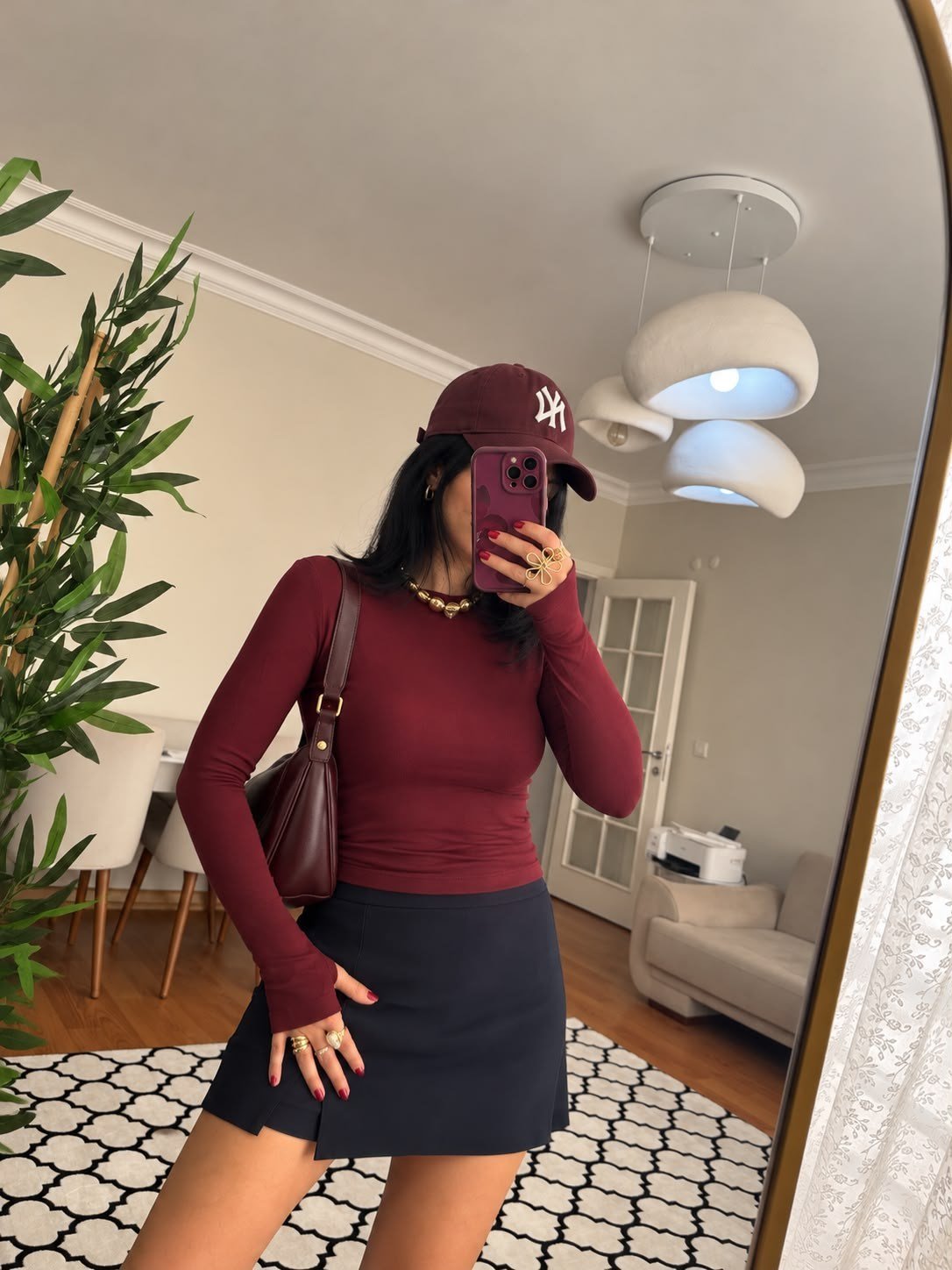BODYBordo Likralı Bisiklet Yaka Parmak Geçme Detay Basic Body