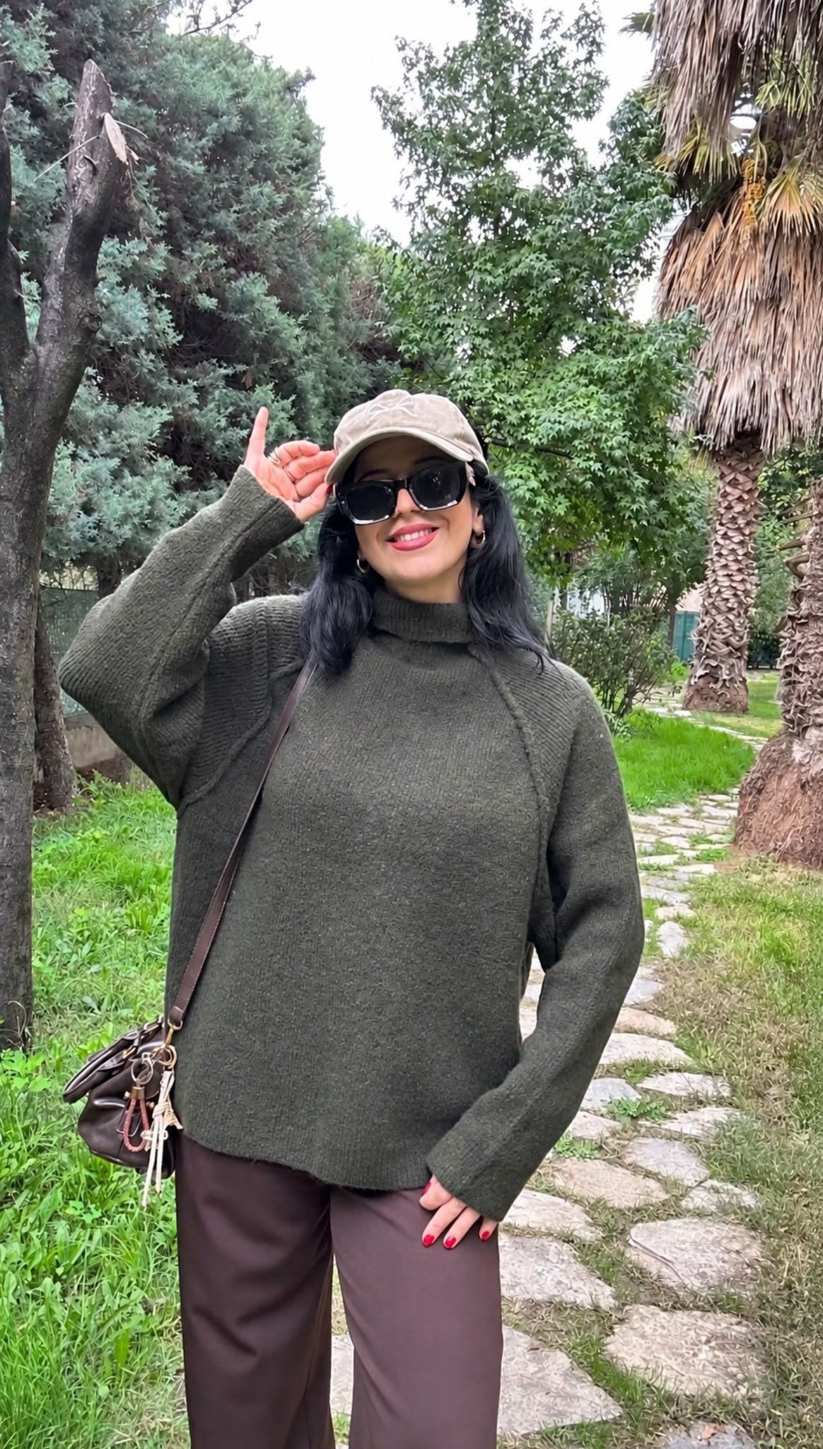 KAZAKHaki Boğazlı Yumuşacık Kalın Yün Kazak
