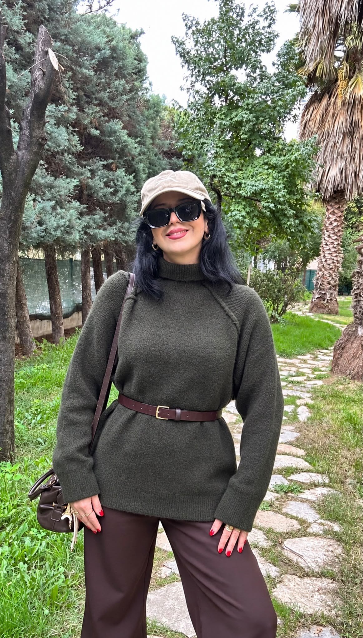 KAZAKHaki Boğazlı Yumuşacık Kalın Yün Kazak