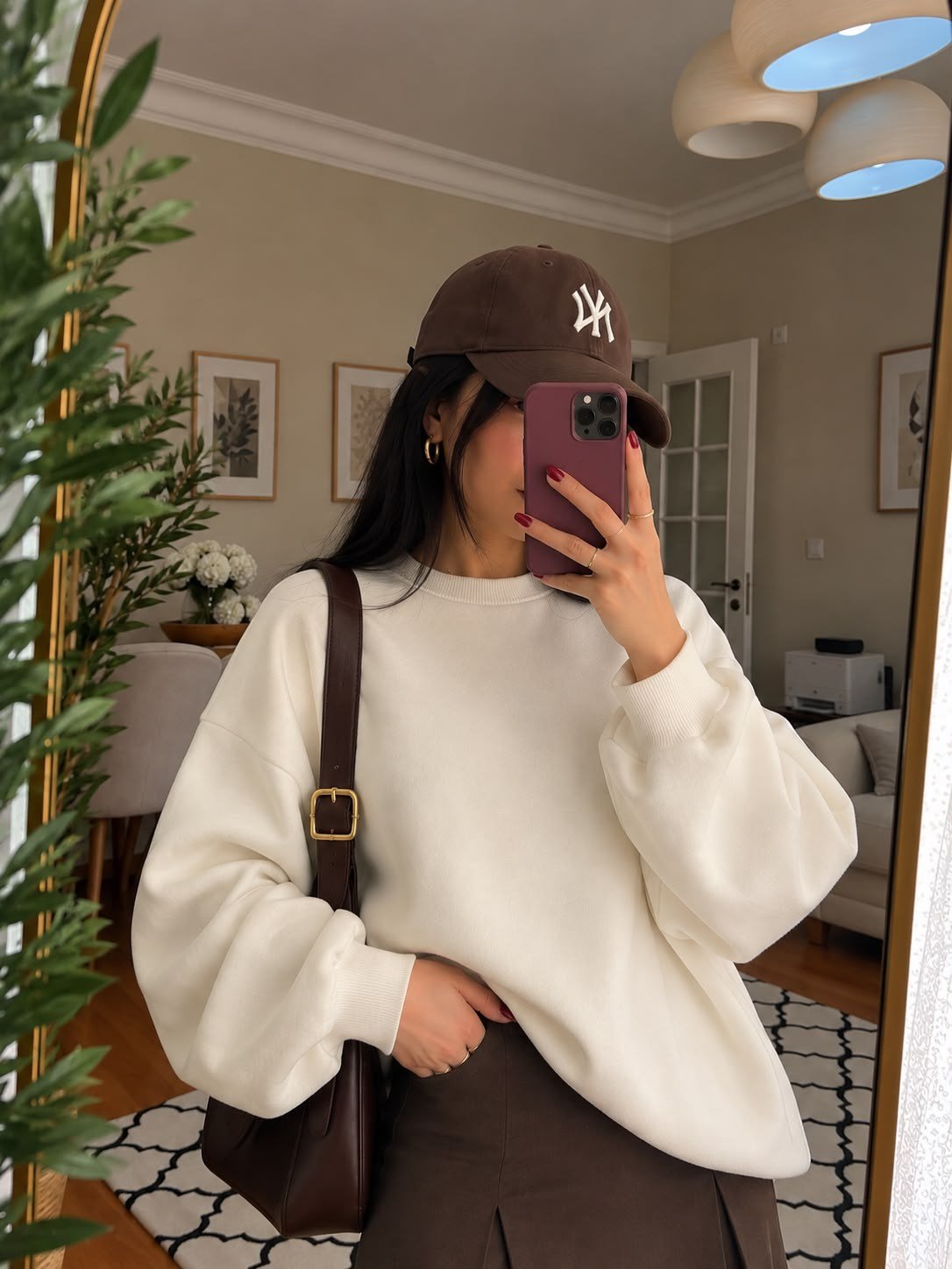 SWEATSHIRTKrem Oversize Salaş ve Rahat Oversize Sweatshirt