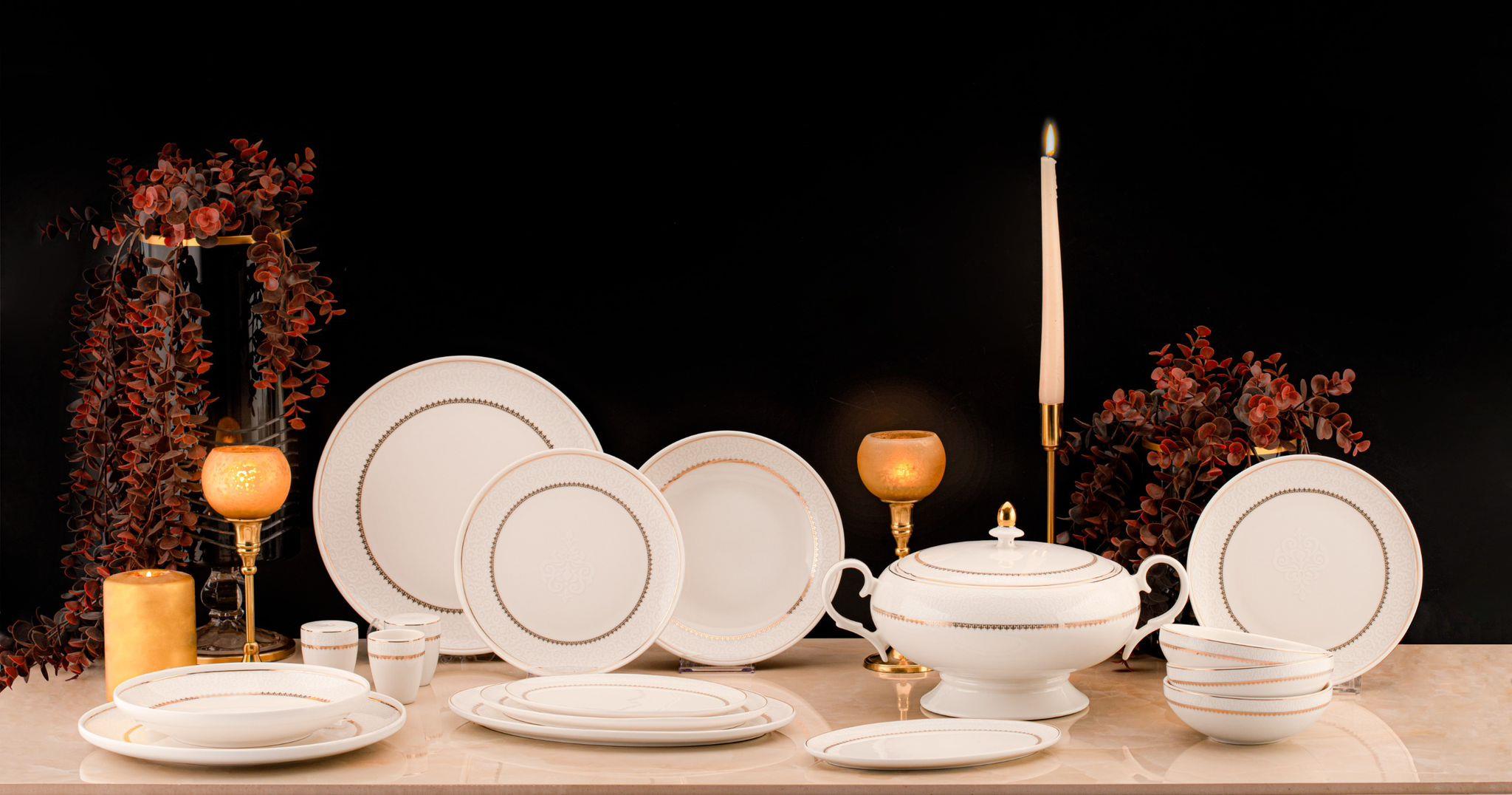 Özlife 9005 Elegante Coll Yuvarlak 60 Prç Yemek Tk