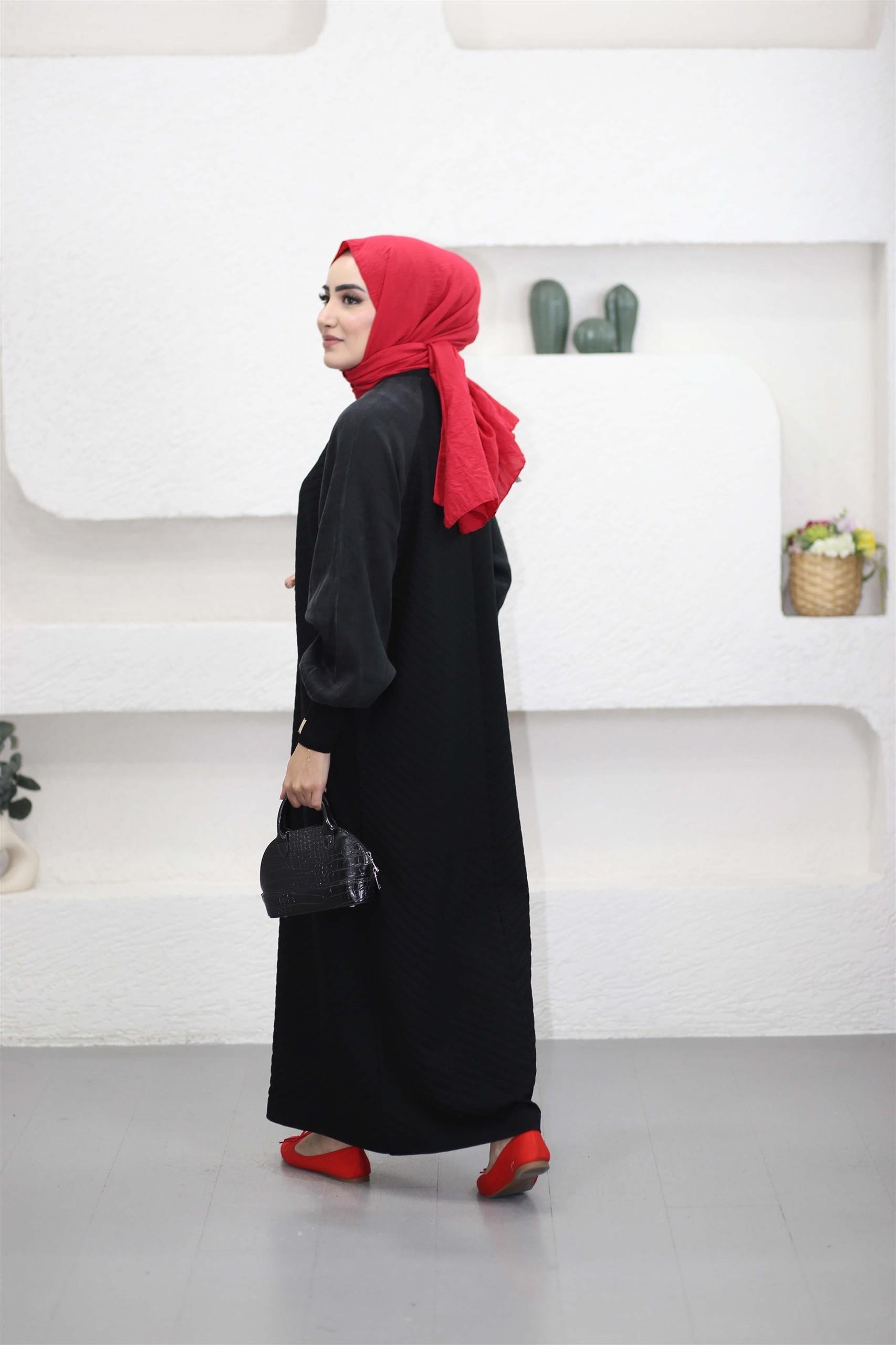 282 Önü Örgülü Kolları Kupra Elbise