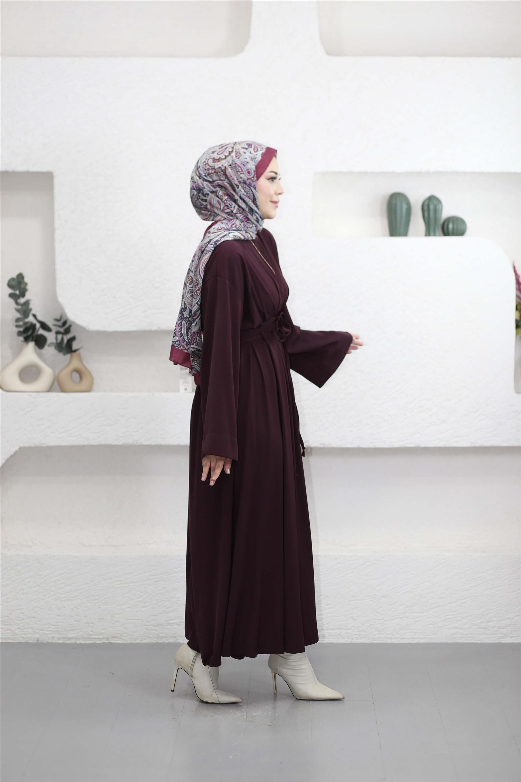 5003 Belden Pileli Bağıcıklı Elbise