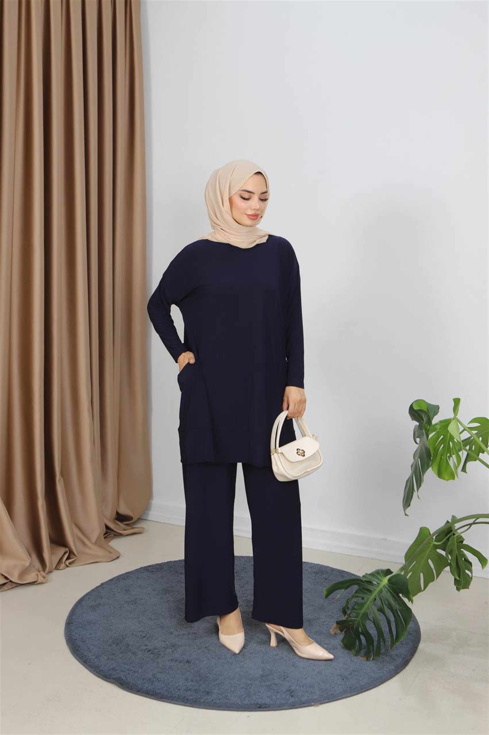 5015 Bisiklet Yaka Yanları Cepli Oversize Takım
