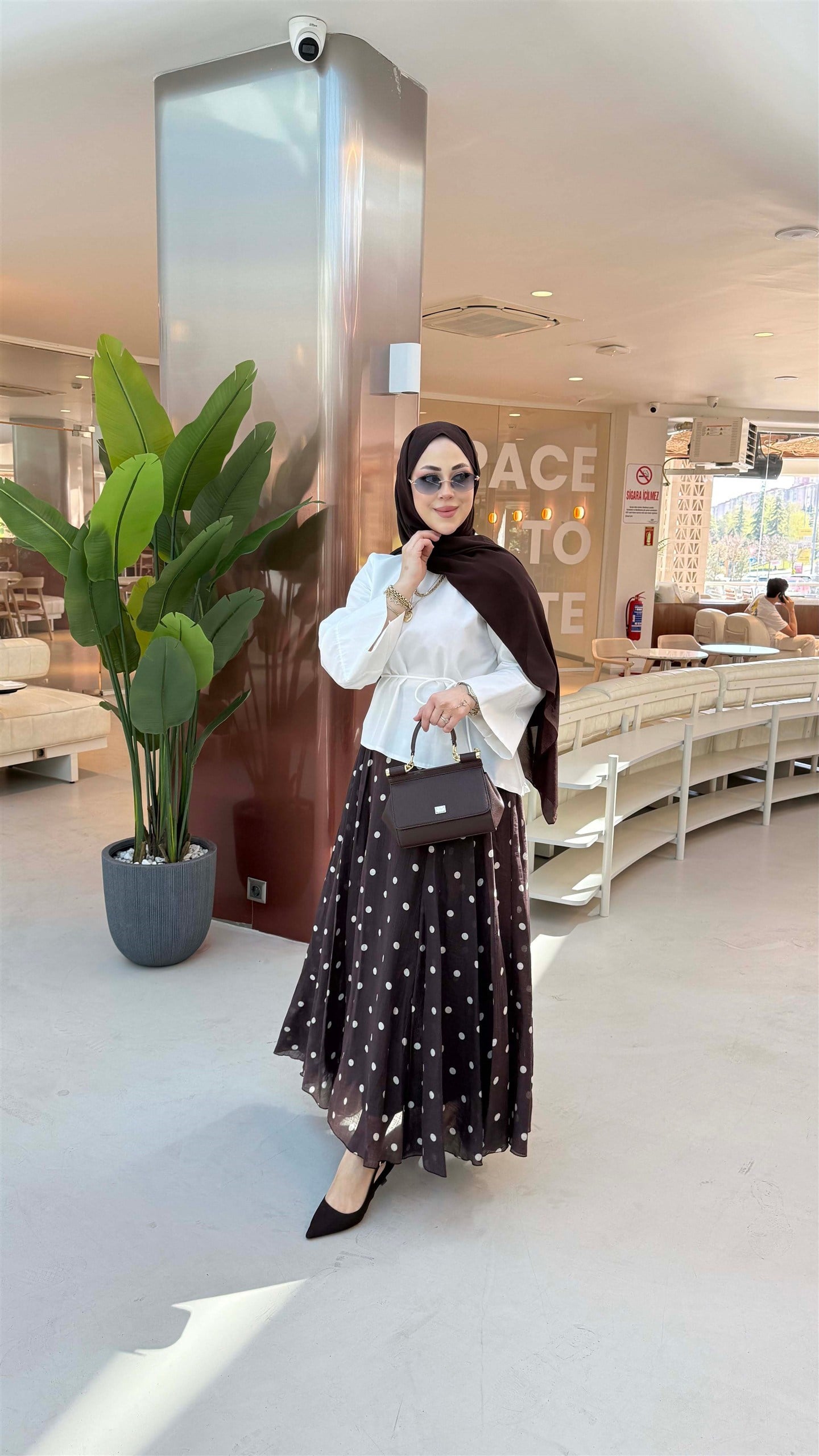 5266 Bağcıklı Geniş Manşetli Asimetrik Poplin Coton Bluz