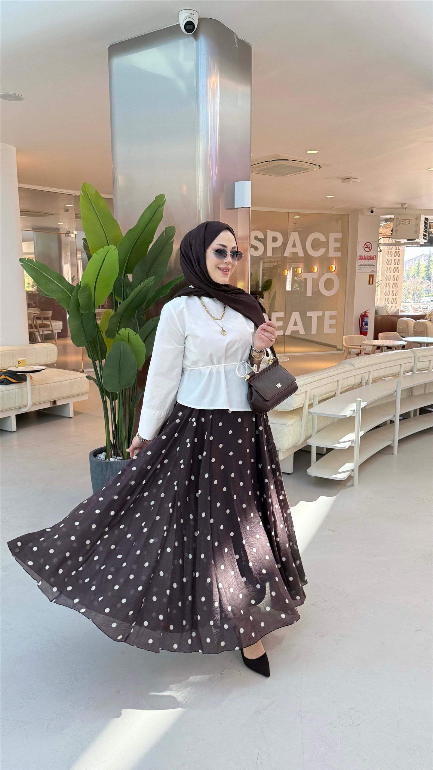 5266 Bağcıklı Geniş Manşetli Asimetrik Poplin Coton Bluz