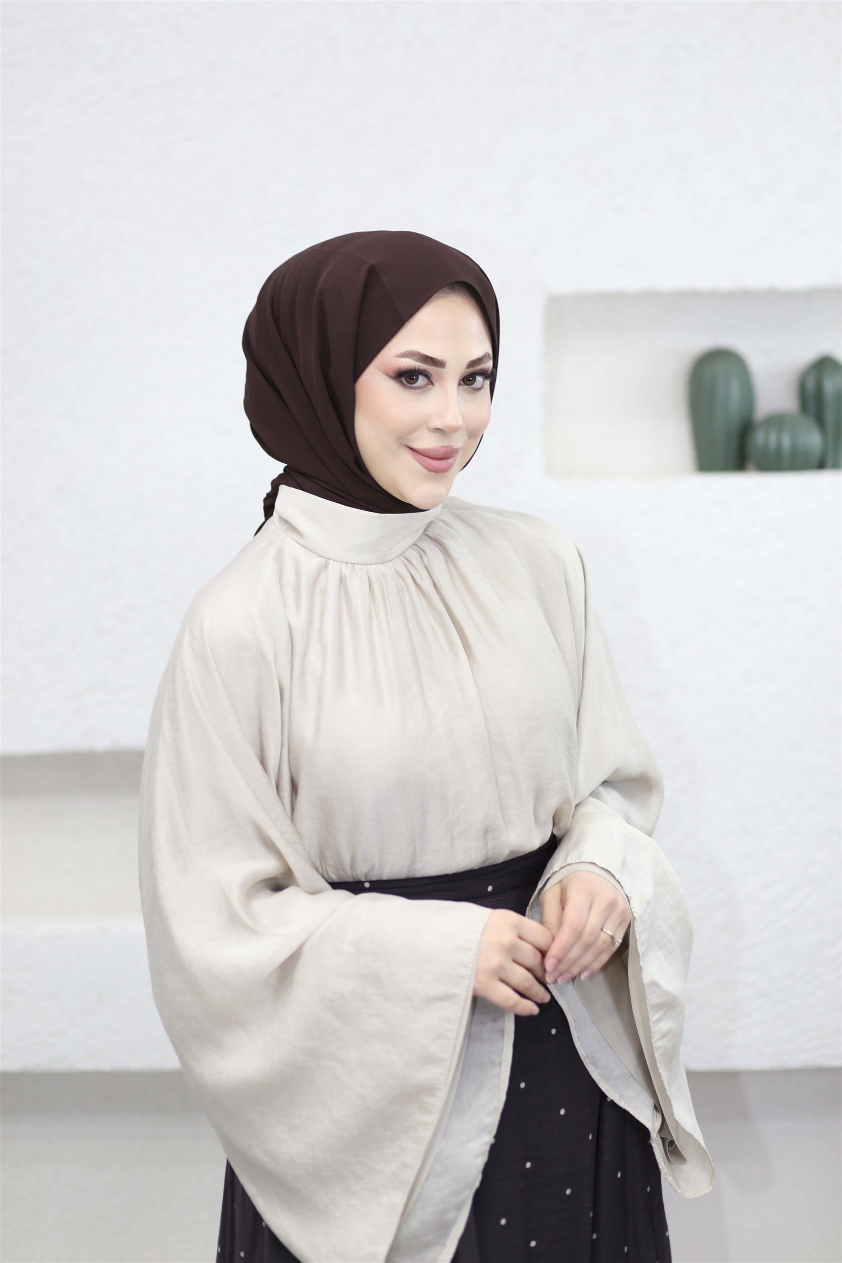 5272 Yarasa Kol Dik Yaka Ten Sel Bluz